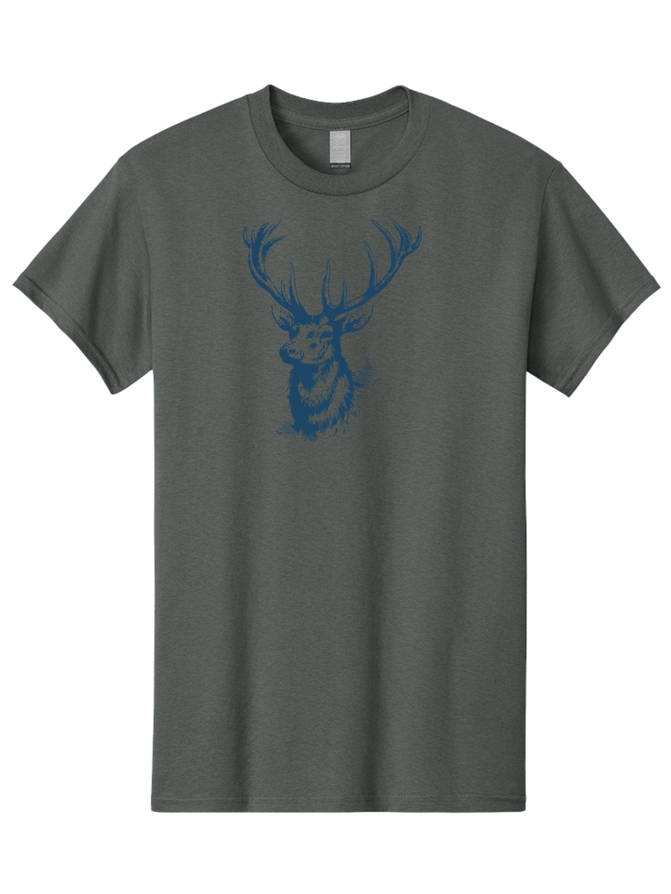 Silent Watcher Stag Men'S Graphic Tee, 100% Cotton, Comfortable Casual Summer Wear, Machine Washable, Deer, Wildlife, Majestic Animal, Stag, Antlers, Woodland Creature, Sketch Art, Illustration, Forest Dwellers Aae646