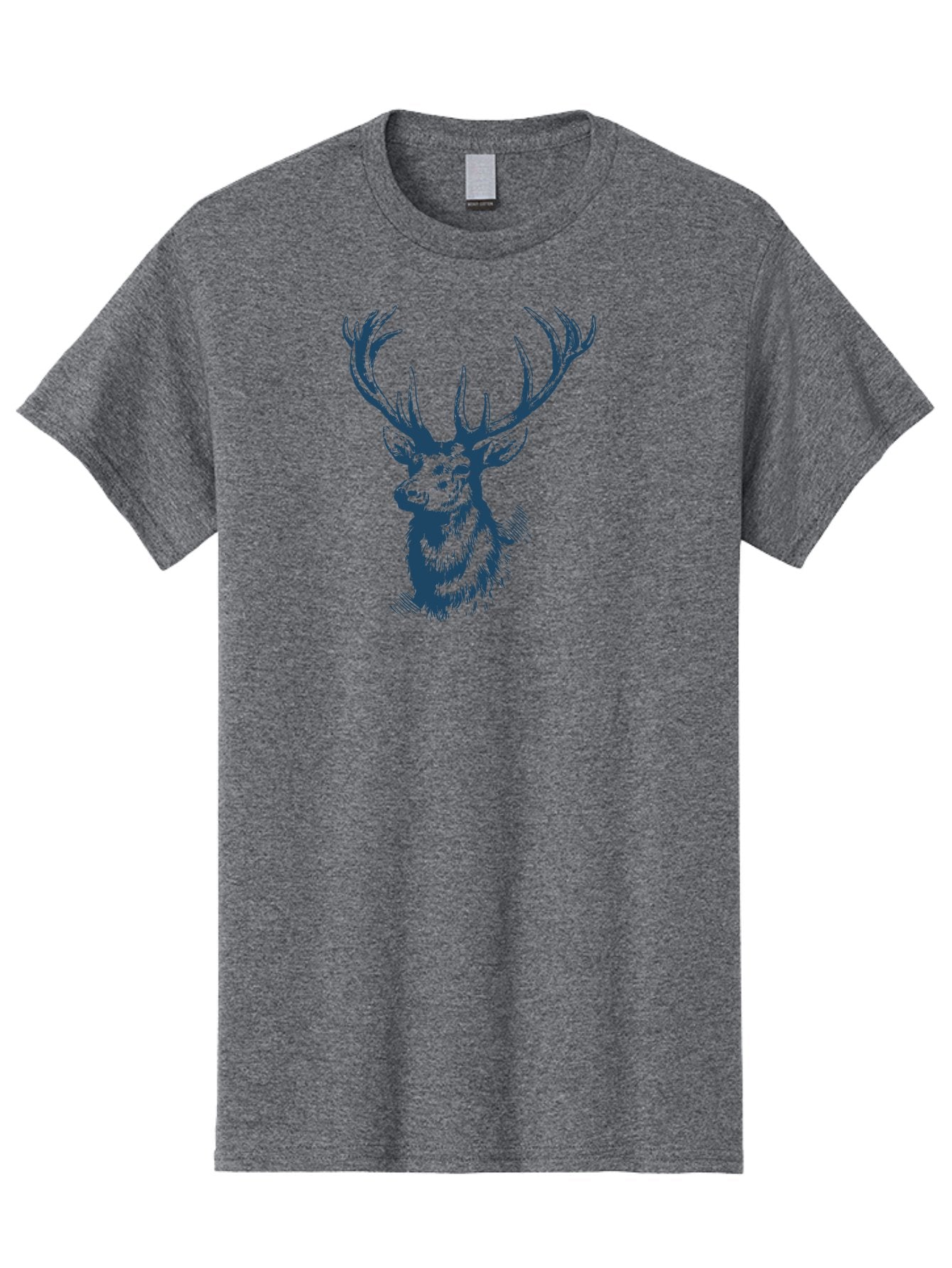 Silent Watcher Stag Men'S Graphic Tee, 100% Cotton, Comfortable Casual Summer Wear, Machine Washable, Deer, Wildlife, Majestic Animal, Stag, Antlers, Woodland Creature, Sketch Art, Illustration, Forest Dwellers Aae646