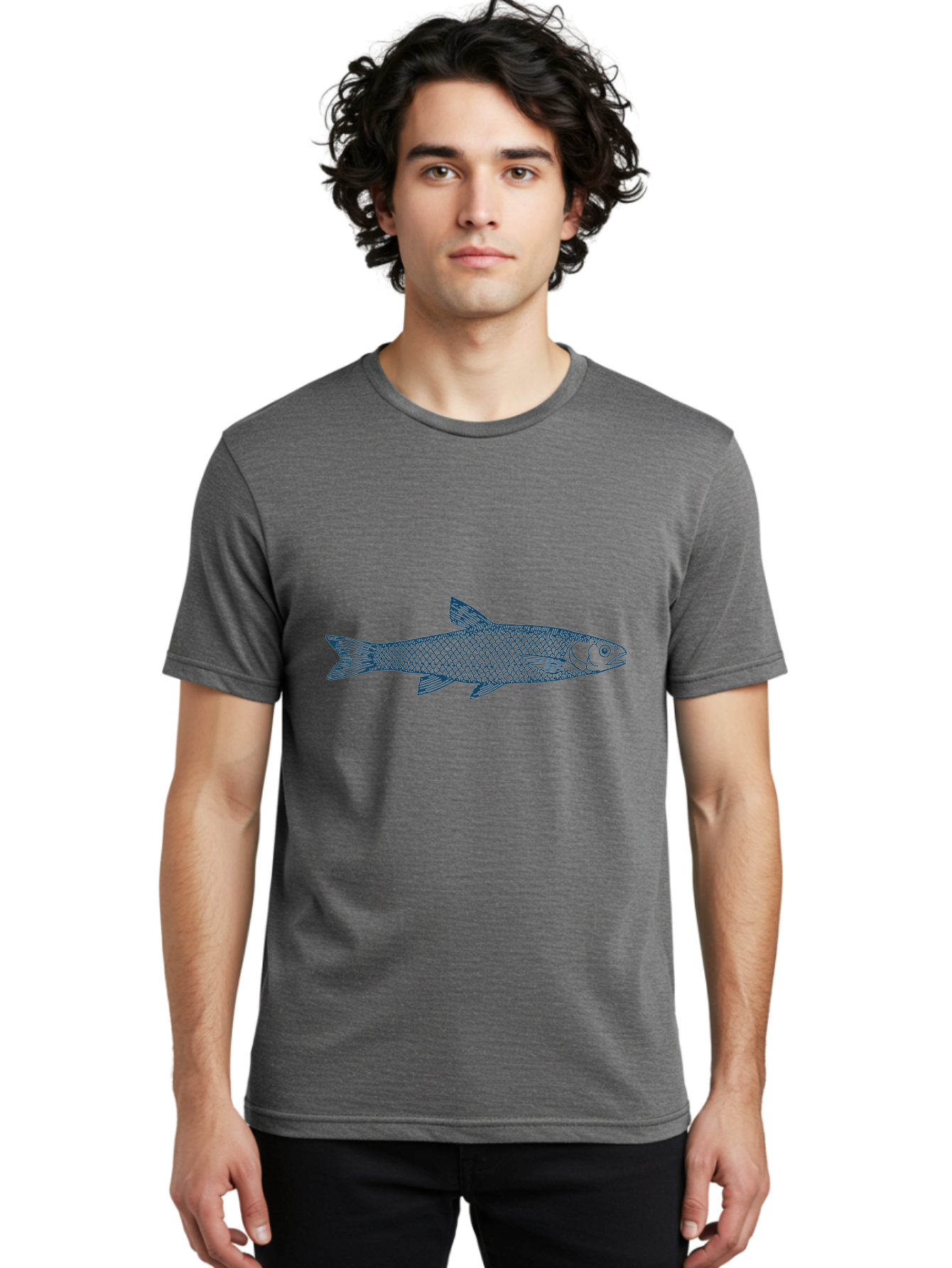 Silverline Fish Men'S Graphic Tee, 100% Cotton, Comfortable Casual Summer Wear, Machine Washable, Illustration Of A Fish, Fish With Scales, Aquatic Animal, Ocean Life, Sea Creature, Wildlife, Marine Biology, Fish Art, Detailed Drawing, Aae647