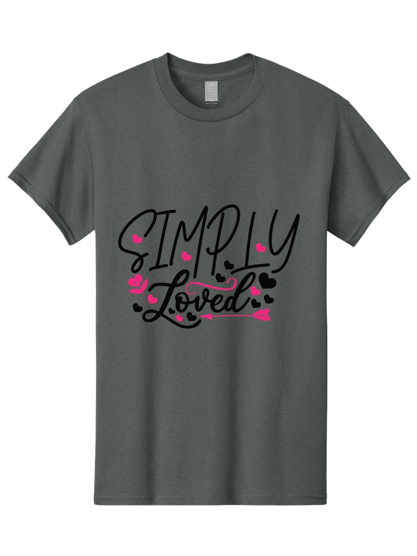Simply Loved Men'S Graphic Tee, 100% Cotton, Comfortable Casual Summer Wear, Machine Washable, Loved Graphic, Heart Designs, Pink Hearts, Black Script, Inspirational Quote, Love Message, Valentines Day Gift, Positive Affirmation, Aae648