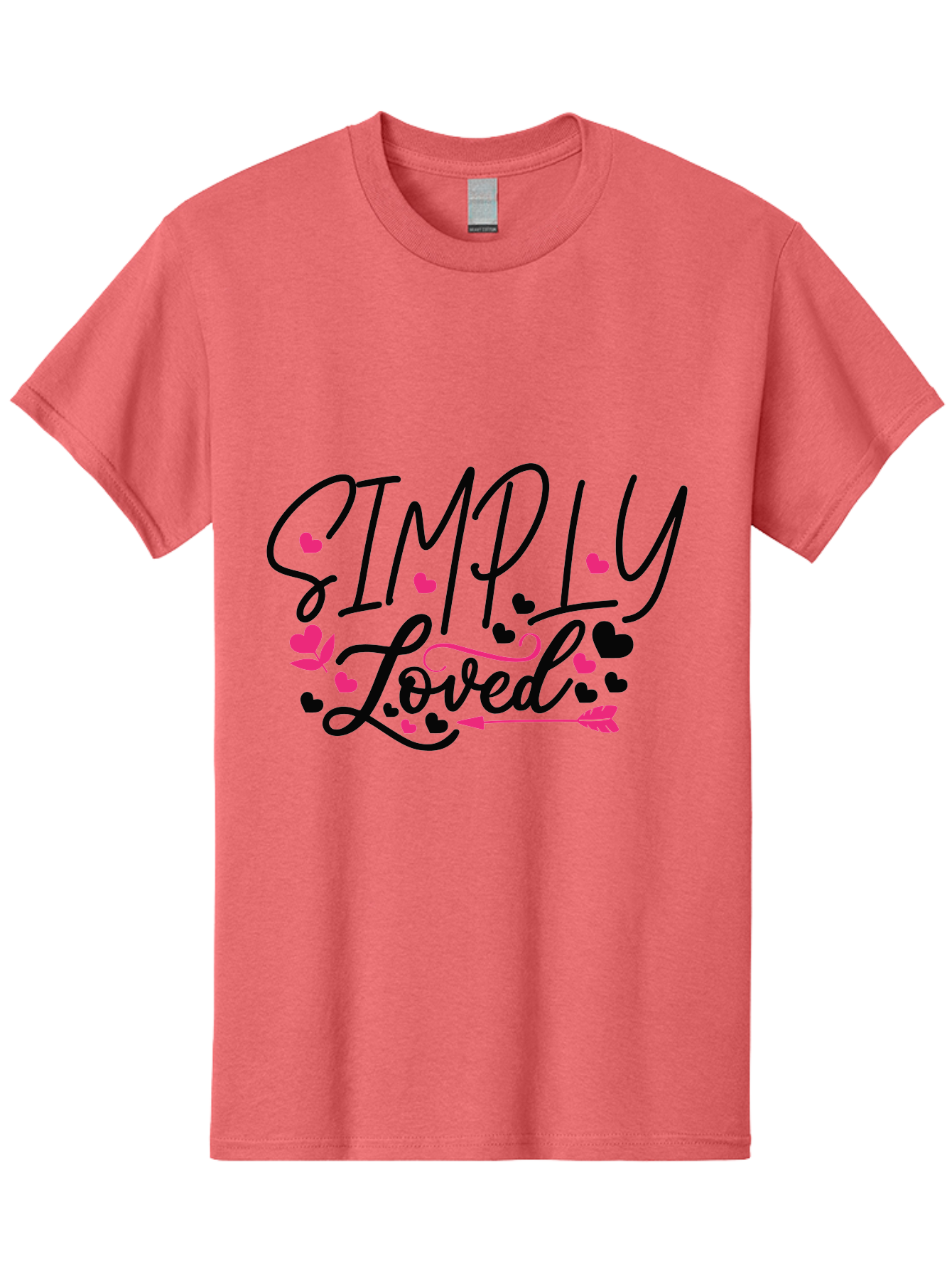 Simply Loved Men'S Graphic Tee, 100% Cotton, Comfortable Casual Summer Wear, Machine Washable, Loved Graphic, Heart Designs, Pink Hearts, Black Script, Inspirational Quote, Love Message, Valentines Day Gift, Positive Affirmation, Aae648 3