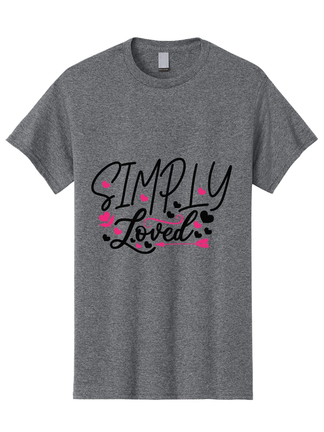 Simply Loved Men'S Graphic Tee, 100% Cotton, Comfortable Casual Summer Wear, Machine Washable, Loved Graphic, Heart Designs, Pink Hearts, Black Script, Inspirational Quote, Love Message, Valentines Day Gift, Positive Affirmation, Aae648