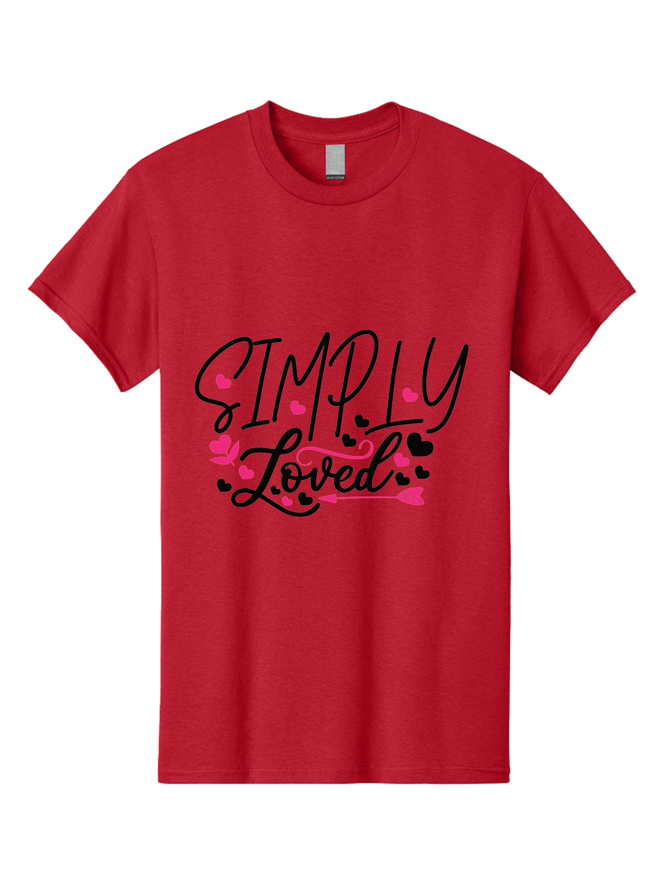 Simply Loved Men'S Graphic Tee, 100% Cotton, Comfortable Casual Summer Wear, Machine Washable, Loved Graphic, Heart Designs, Pink Hearts, Black Script, Inspirational Quote, Love Message, Valentines Day Gift, Positive Affirmation, Aae648