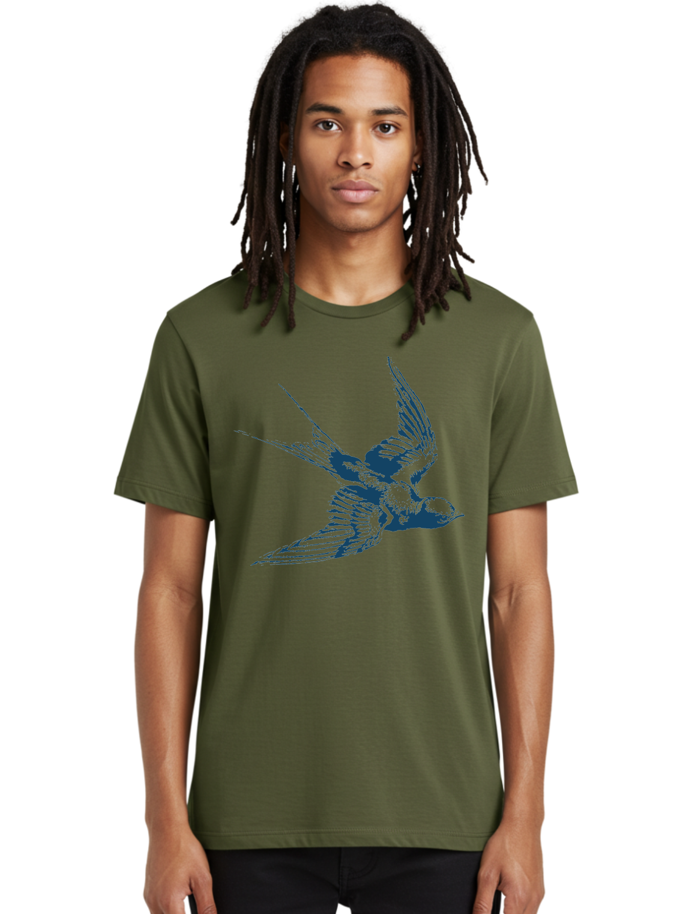 Skybound Sparrow Men'S Graphic Tee, 100% Cotton, Comfortable Casual Summer Wear, Machine Washable, Swallow Bird In Flight, Blue Bird Illustration, Bird In Air, Flying Swallow, Bird Species, Wildlife Art, Avian Illustration Aae651 8