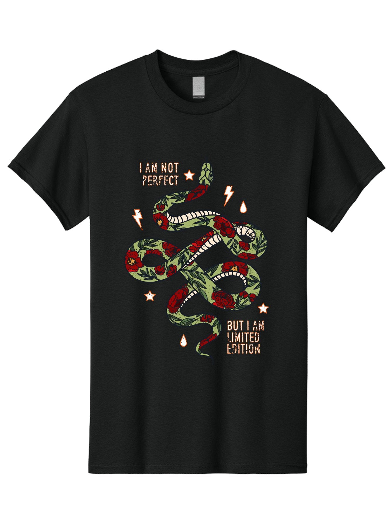 Snake Men'S Graphic Tee, 100% Cotton, Comfortable Casual Summer Wear, Machine Washable, Snake With Red Roses, Limited Edition, Motivational Quote, Self-Love, Empowerment, Unique Personality, Floral Pattern, Bold Design, Inspirational Art, Aae654 3