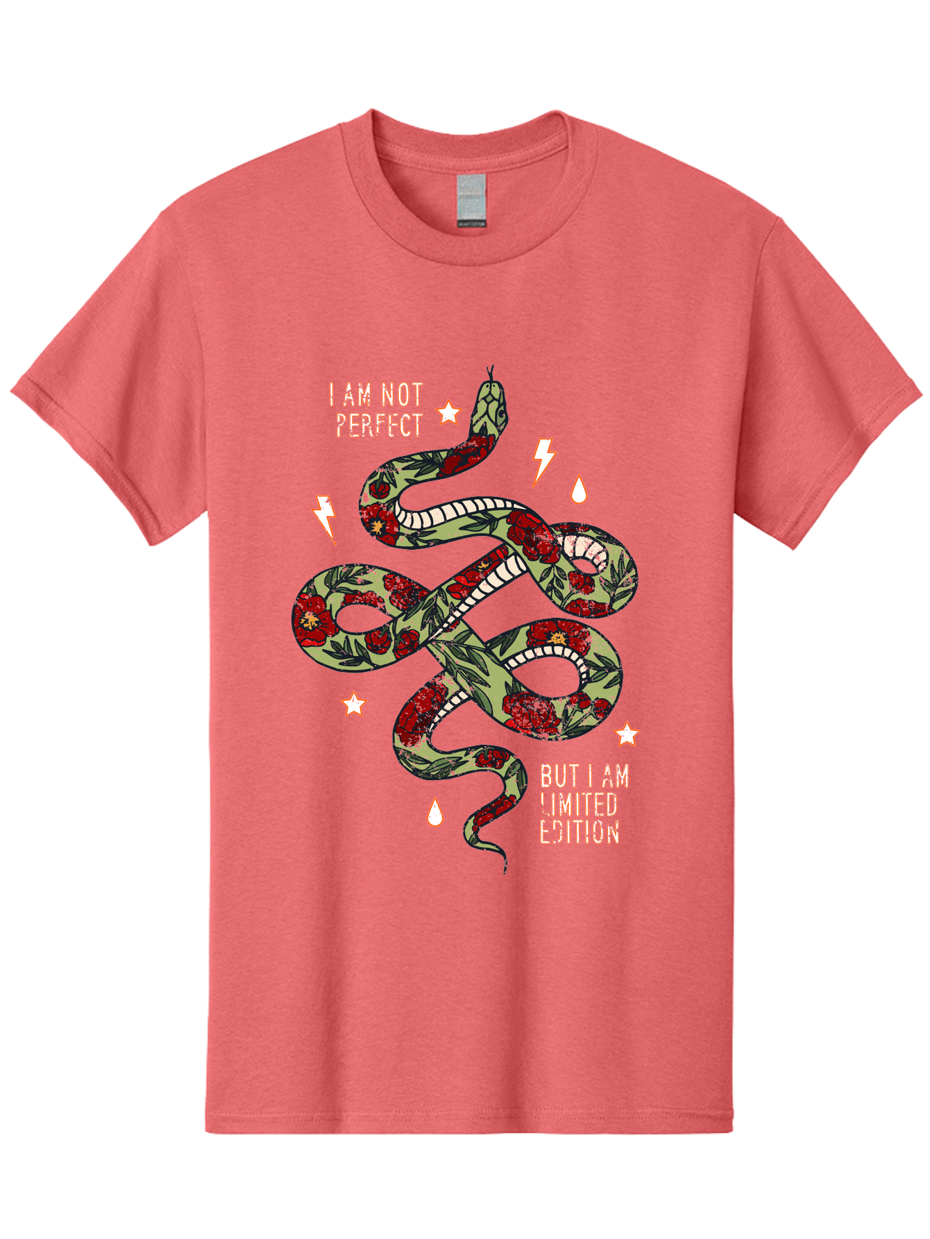 Snake Men'S Graphic Tee, 100% Cotton, Comfortable Casual Summer Wear, Machine Washable, Snake With Red Roses, Limited Edition, Motivational Quote, Self-Love, Empowerment, Unique Personality, Floral Pattern, Bold Design, Inspirational Art, Aae654 17