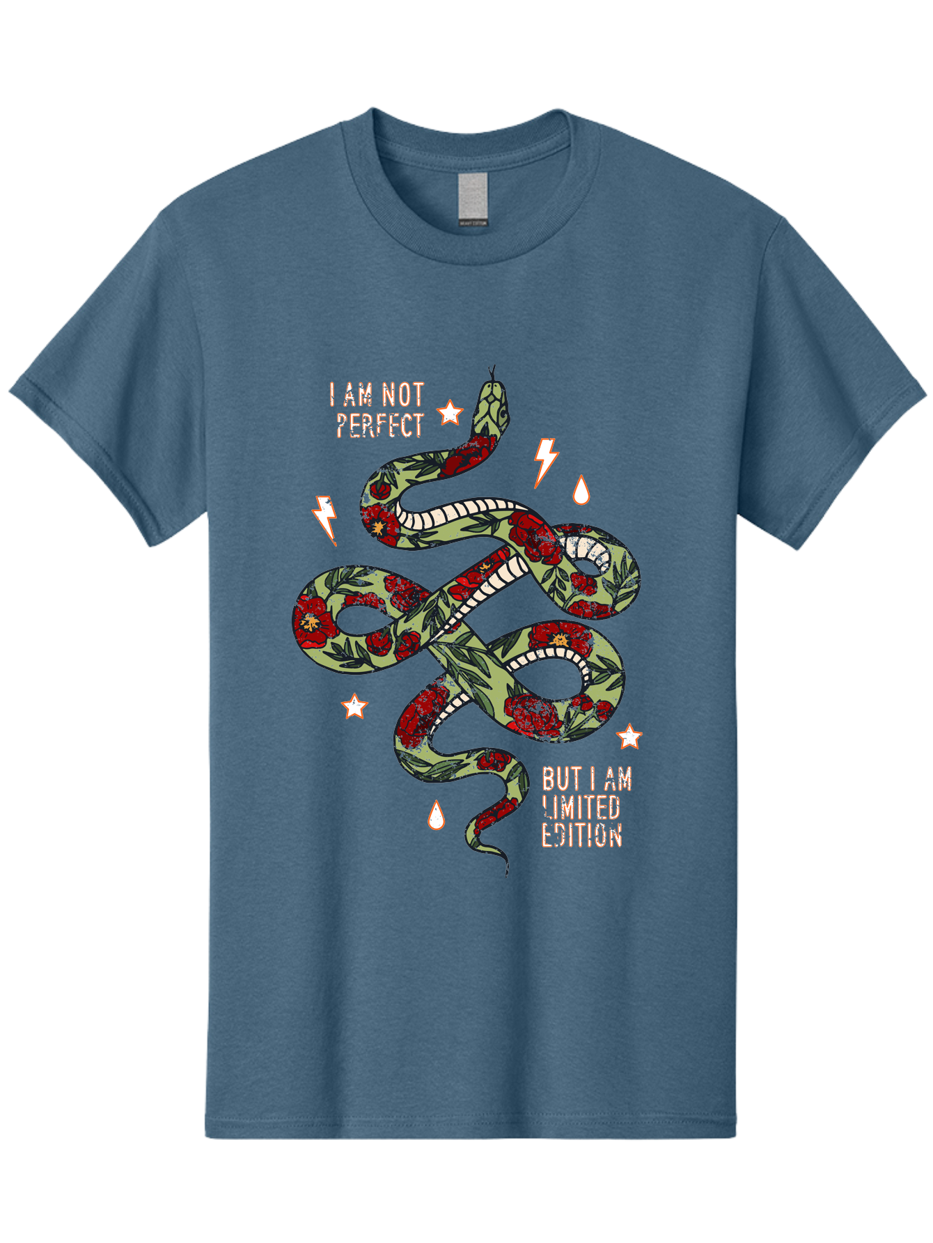 Snake Men'S Graphic Tee, 100% Cotton, Comfortable Casual Summer Wear, Machine Washable, Snake With Red Roses, Limited Edition, Motivational Quote, Self-Love, Empowerment, Unique Personality, Floral Pattern, Bold Design, Inspirational Art, Aae654 29