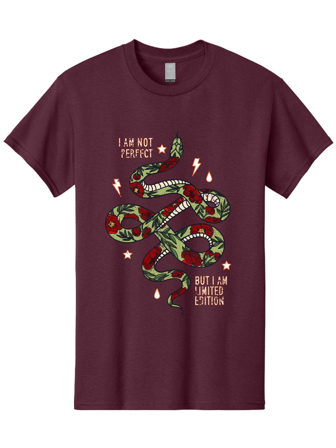 Snake Men'S Graphic Tee, 100% Cotton, Comfortable Casual Summer Wear, Machine Washable, Snake With Red Roses, Limited Edition, Motivational Quote, Self-Love, Empowerment, Unique Personality, Floral Pattern, Bold Design, Inspirational Art, Aae654 11