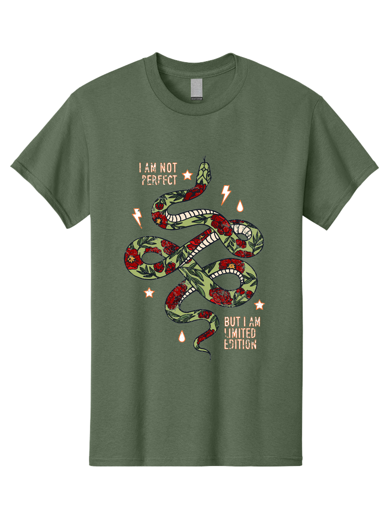Snake Men'S Graphic Tee, 100% Cotton, Comfortable Casual Summer Wear, Machine Washable, Snake With Red Roses, Limited Edition, Motivational Quote, Self-Love, Empowerment, Unique Personality, Floral Pattern, Bold Design, Inspirational Art, Aae654 9