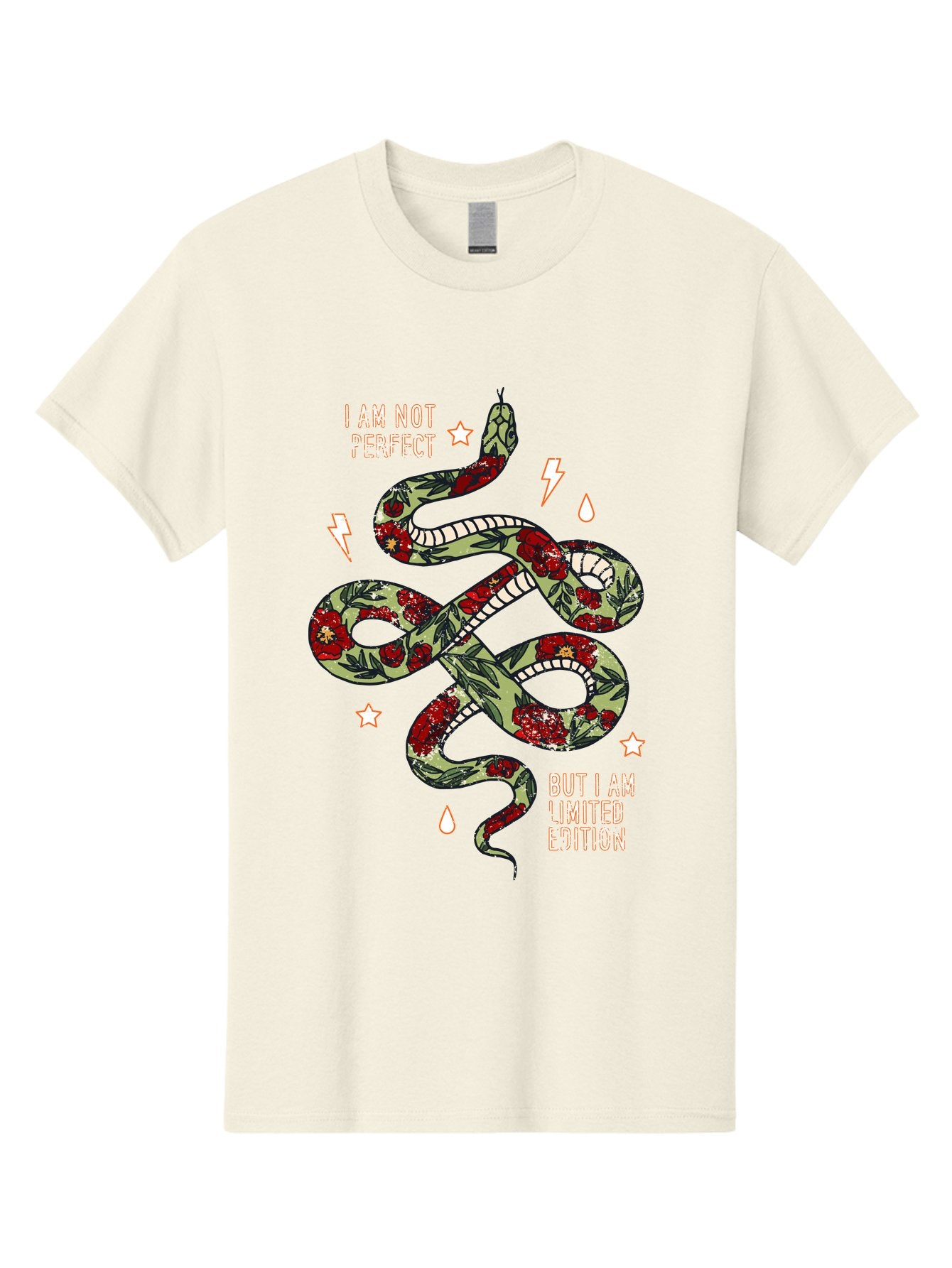 Snake Men'S Graphic Tee, 100% Cotton, Comfortable Casual Summer Wear, Machine Washable, Snake With Red Roses, Limited Edition, Motivational Quote, Self-Love, Empowerment, Unique Personality, Floral Pattern, Bold Design, Inspirational Art, Aae654 13