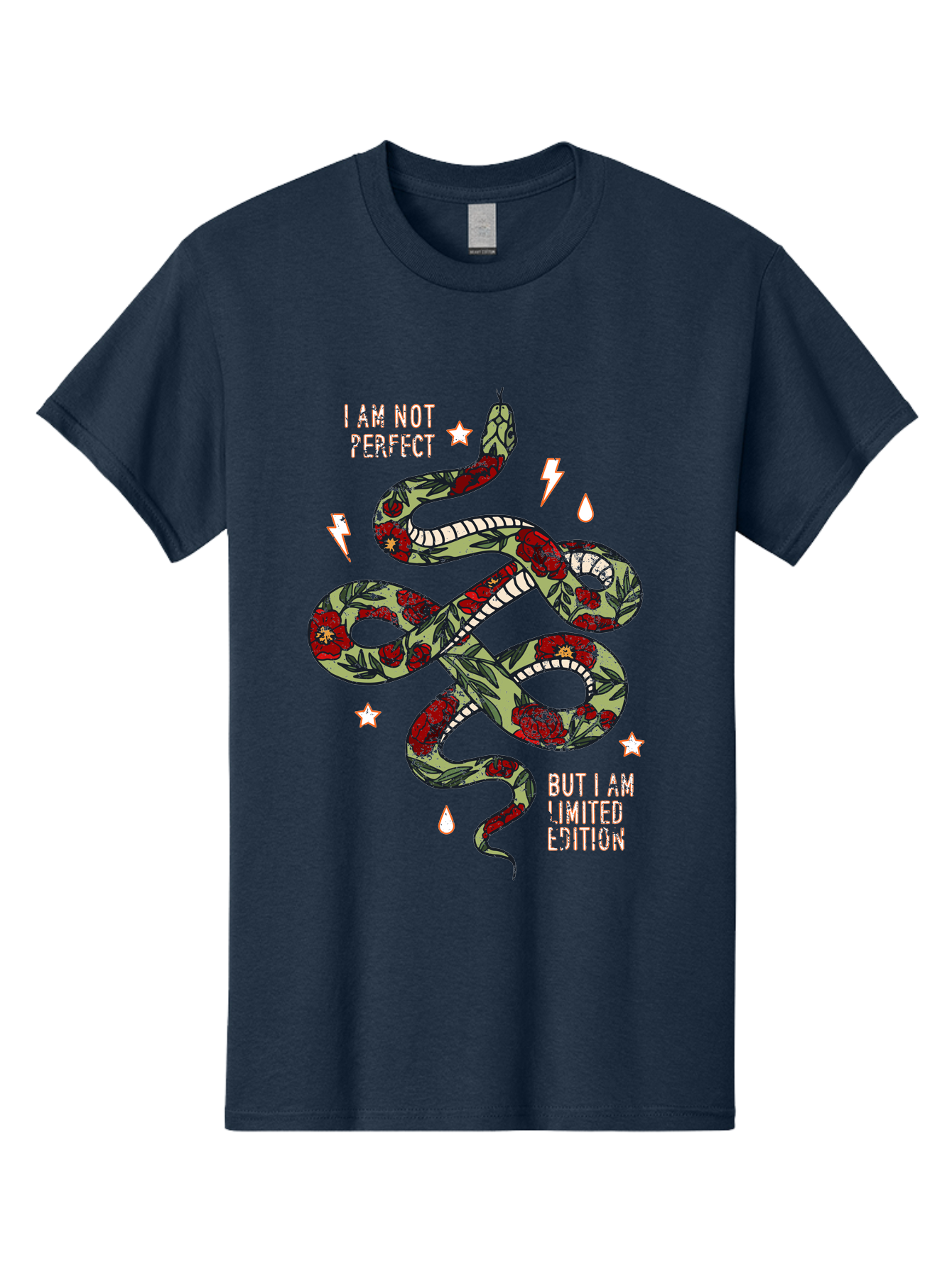 Snake Men'S Graphic Tee, 100% Cotton, Comfortable Casual Summer Wear, Machine Washable, Snake With Red Roses, Limited Edition, Motivational Quote, Self-Love, Empowerment, Unique Personality, Floral Pattern, Bold Design, Inspirational Art, Aae654 27
