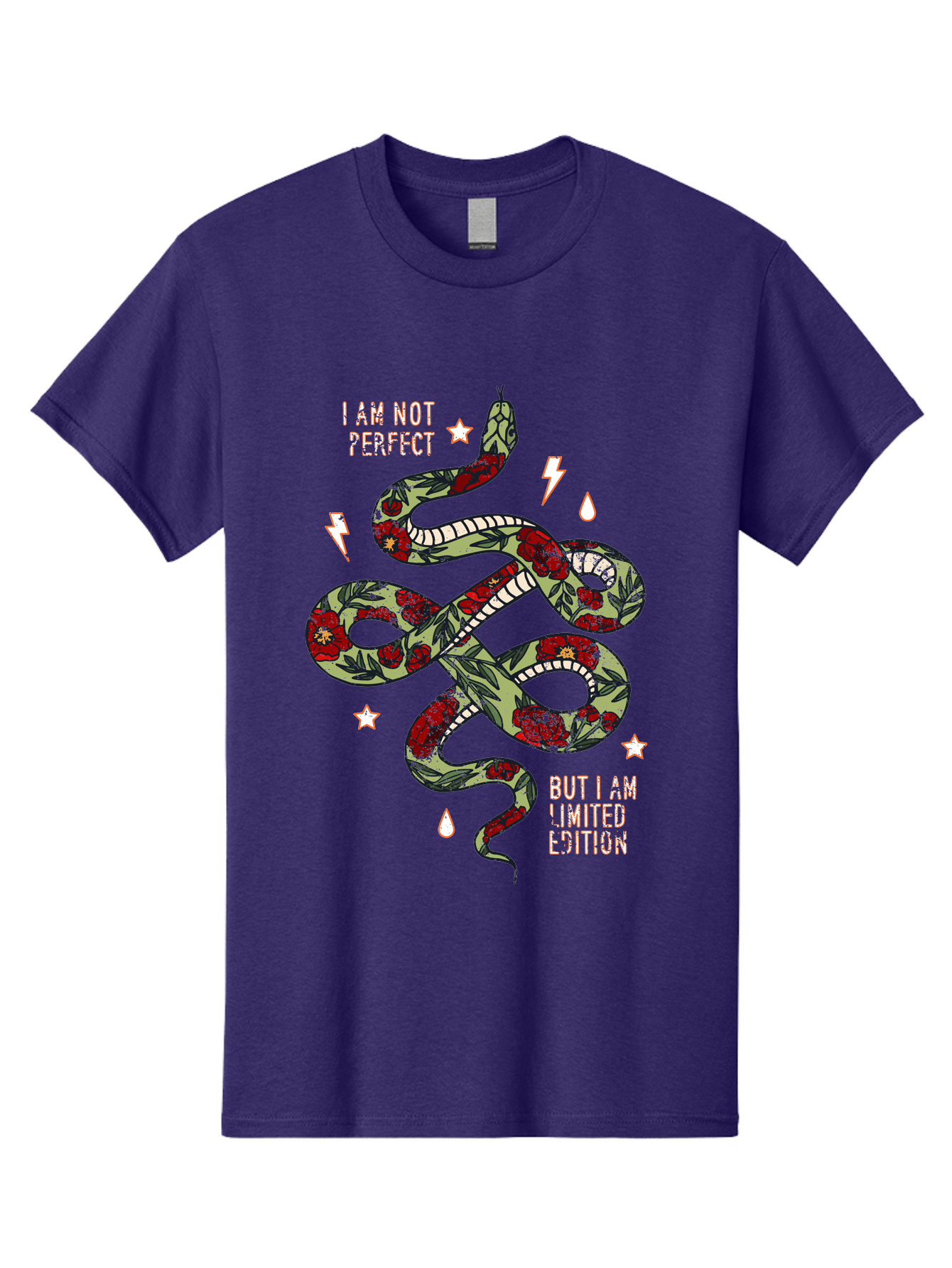 Snake Men'S Graphic Tee, 100% Cotton, Comfortable Casual Summer Wear, Machine Washable, Snake With Red Roses, Limited Edition, Motivational Quote, Self-Love, Empowerment, Unique Personality, Floral Pattern, Bold Design, Inspirational Art, Aae654 5