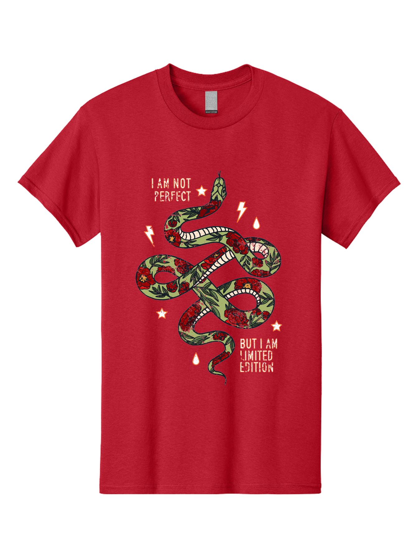 Snake Men'S Graphic Tee, 100% Cotton, Comfortable Casual Summer Wear, Machine Washable, Snake With Red Roses, Limited Edition, Motivational Quote, Self-Love, Empowerment, Unique Personality, Floral Pattern, Bold Design, Inspirational Art, Aae654 13
