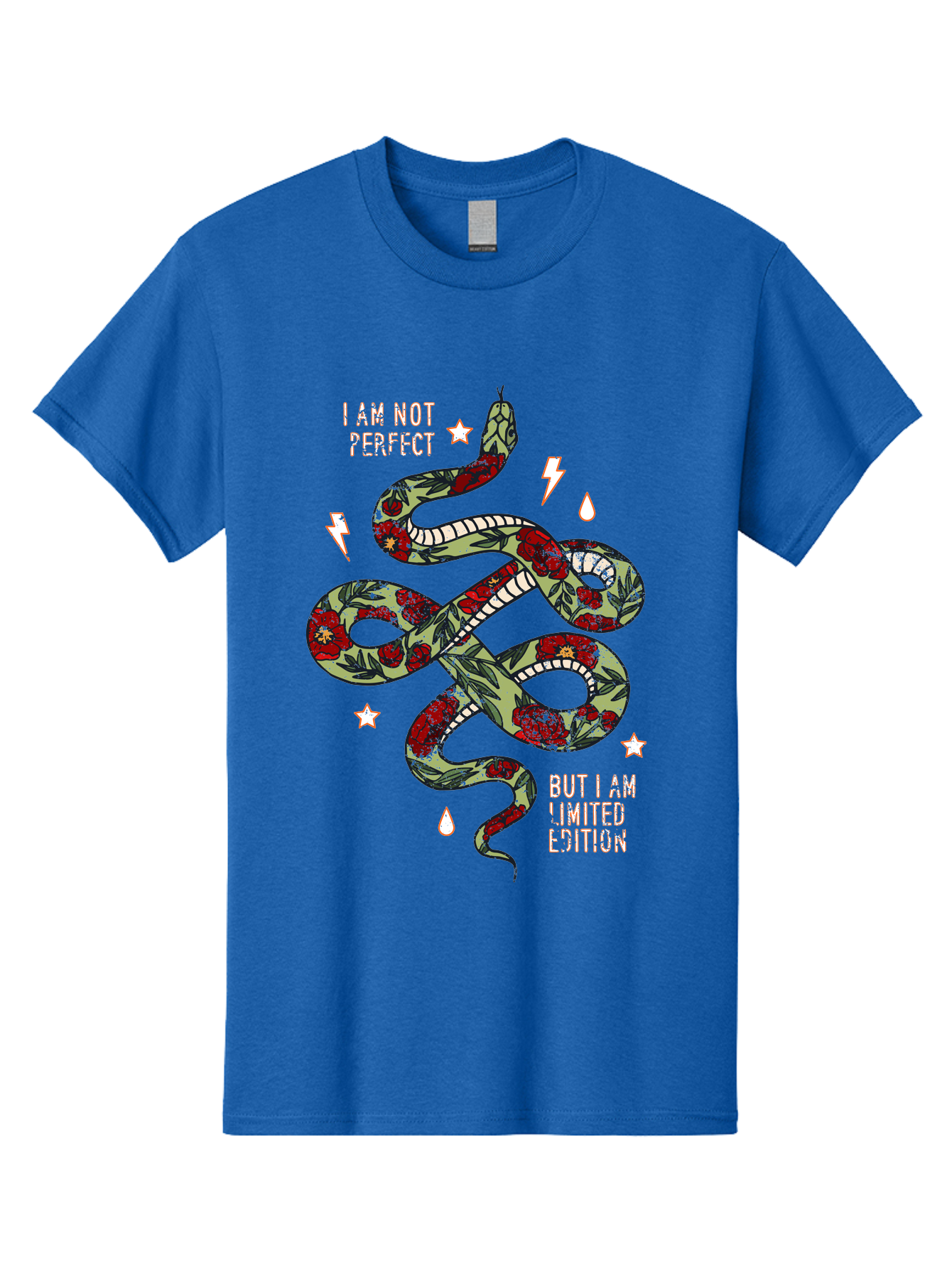 Snake Men'S Graphic Tee, 100% Cotton, Comfortable Casual Summer Wear, Machine Washable, Snake With Red Roses, Limited Edition, Motivational Quote, Self-Love, Empowerment, Unique Personality, Floral Pattern, Bold Design, Inspirational Art, Aae654 21