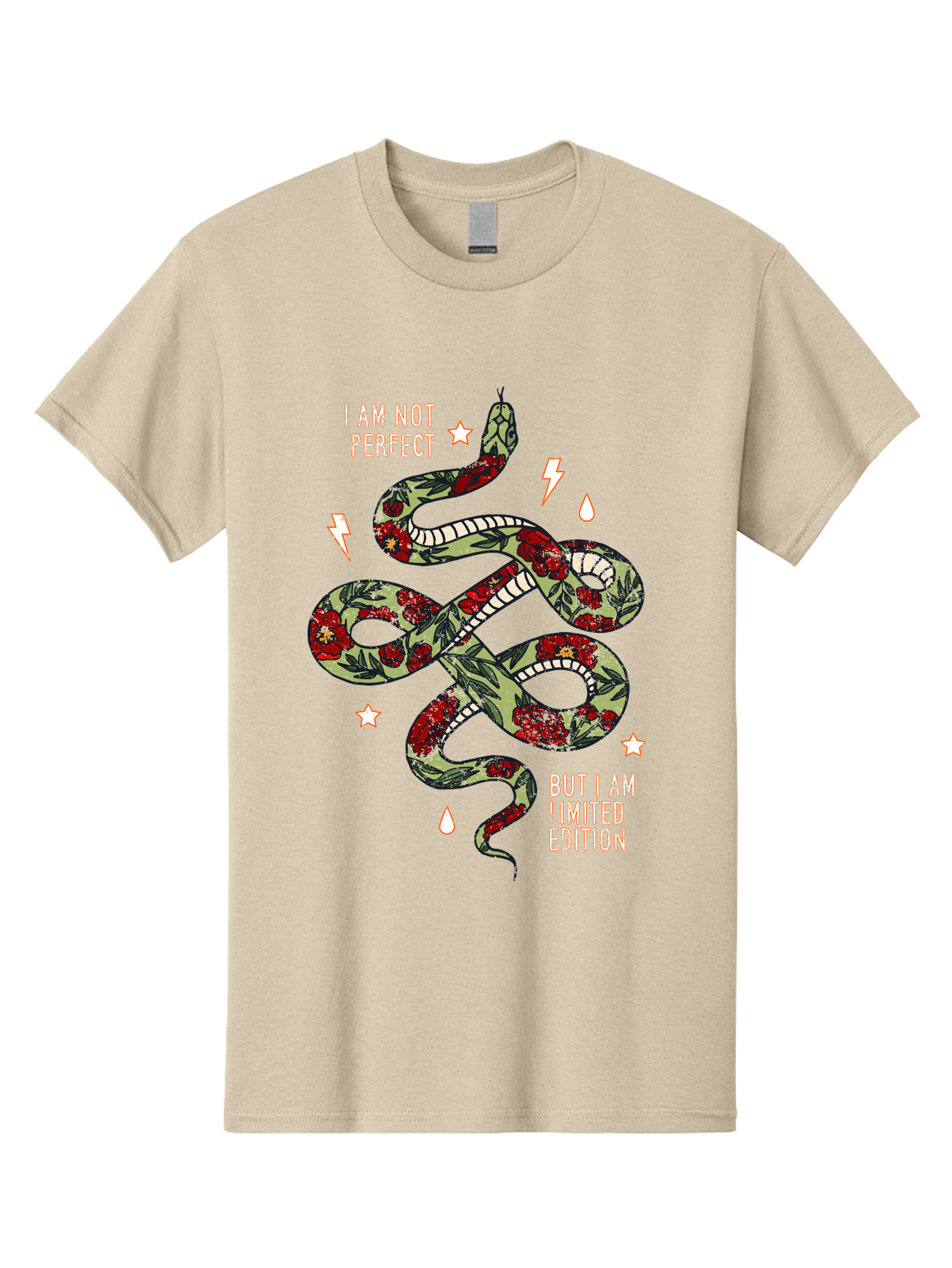 Snake Men'S Graphic Tee, 100% Cotton, Comfortable Casual Summer Wear, Machine Washable, Snake With Red Roses, Limited Edition, Motivational Quote, Self-Love, Empowerment, Unique Personality, Floral Pattern, Bold Design, Inspirational Art, Aae654 23