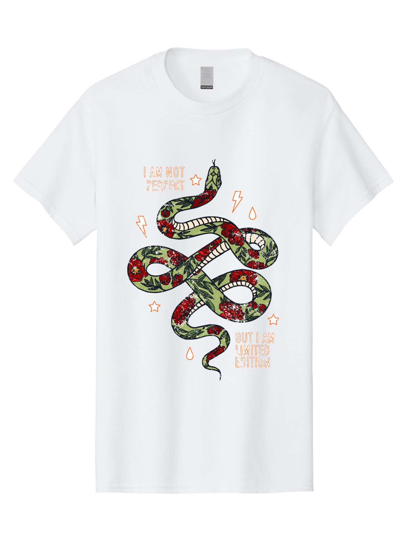 Snake Men'S Graphic Tee, 100% Cotton, Comfortable Casual Summer Wear, Machine Washable, Snake With Red Roses, Limited Edition, Motivational Quote, Self-Love, Empowerment, Unique Personality, Floral Pattern, Bold Design, Inspirational Art, Aae654 7