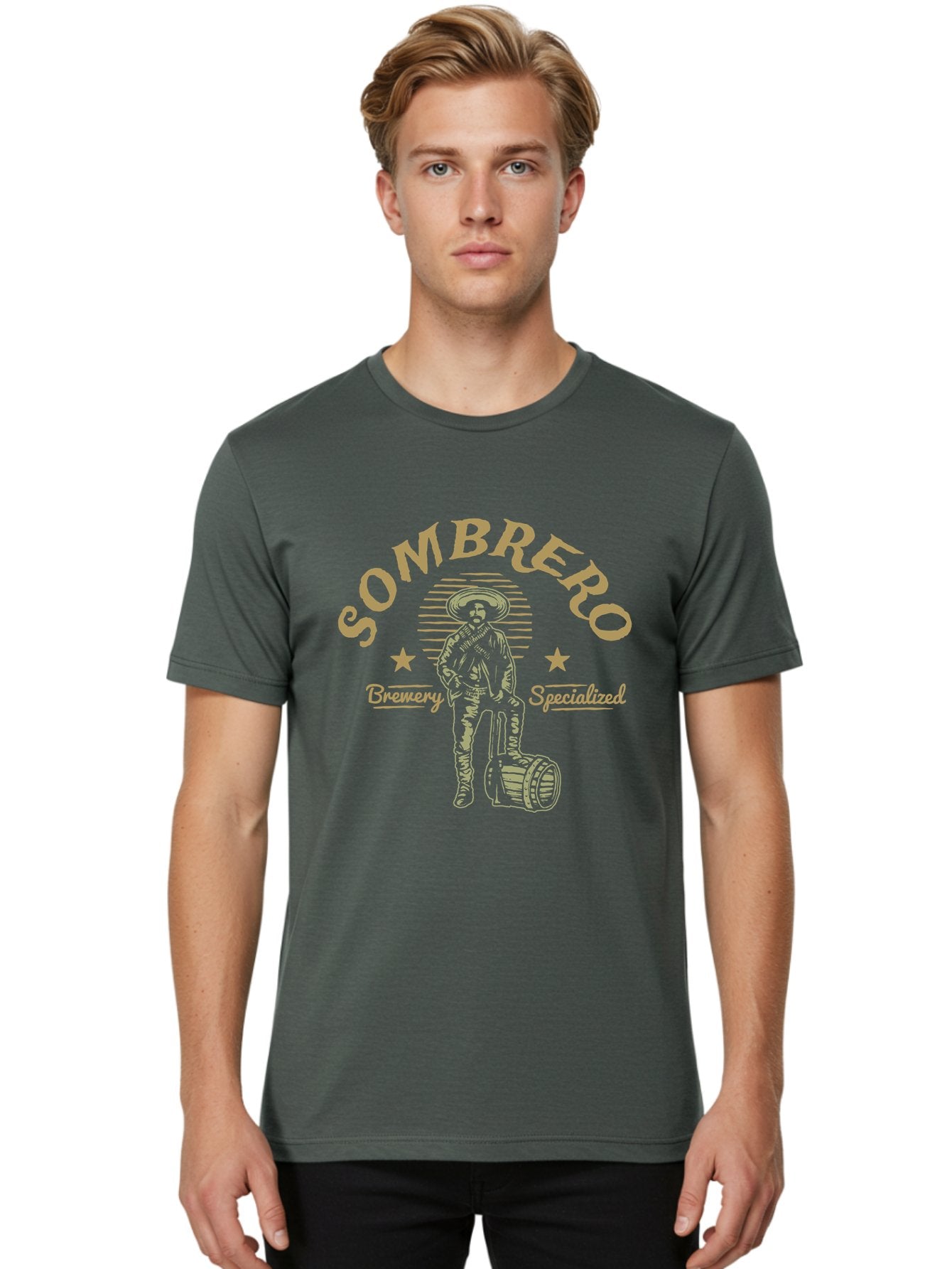 Sombrero Men'S Graphic Tee, 100% Cotton, Comfortable Casual Summer Wear, Machine Washable, Sombrero Brewery Specialized, Mexican Beer, Craft Brewery, Sombrero Logo, Beer Barrel, Mexican Hat, Brewery Logo, Beer Culture Aae655 17
