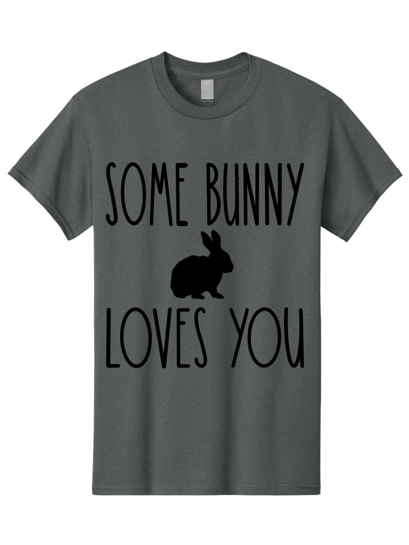 Some Bunny Loves You Men'S Graphic Tee, 100% Cotton, Comfortable Casual Summer Wear, Machine Washable, Bunny Silhouette, Love Message, Easter Theme, Rabbit Graphics, Cute Design, Funny Quotes, Spring Season Aae656