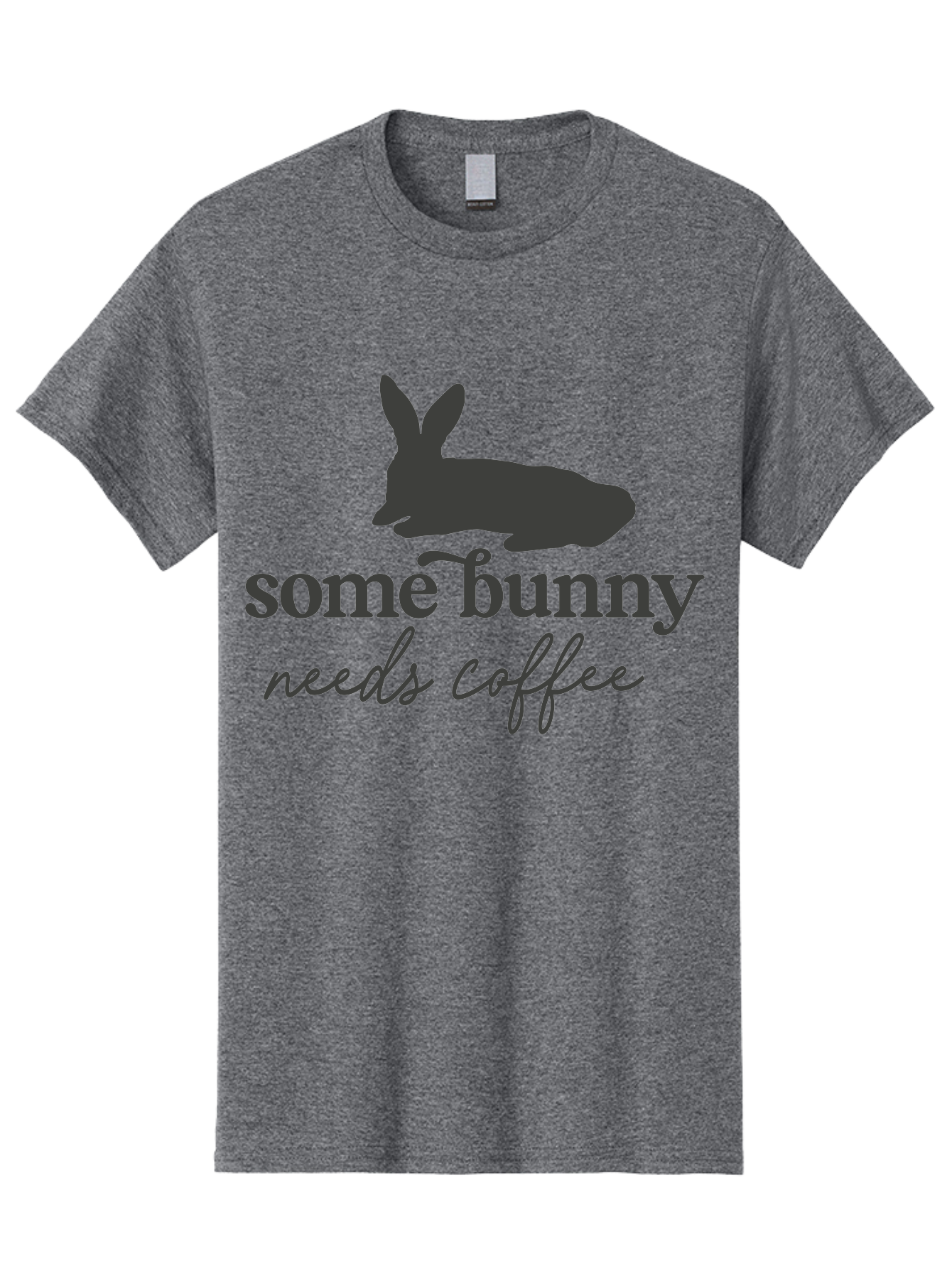 Some Bunny Needs Coffee Men'S Graphic Tee, 100% Cotton, Comfortable Casual Summer Wear, Machine Washable, Coffee Lover, Bunny Silhouette, Morning Motivation, Caffeine Humor, Rabbit Design, Funny Quote, Coffee Break Aae657