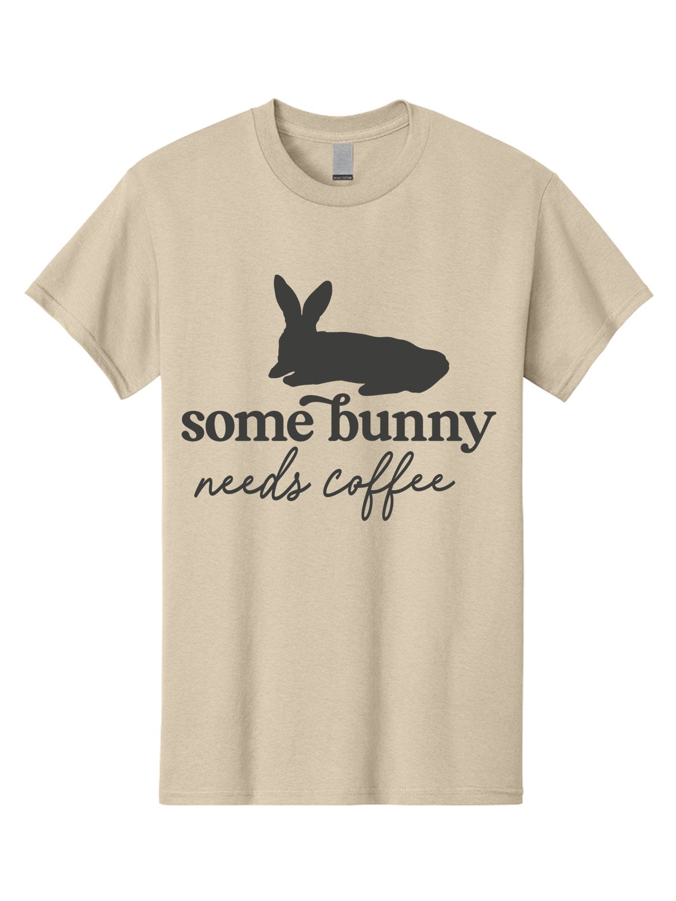 Some Bunny Needs Coffee Men'S Graphic Tee, 100% Cotton, Comfortable Casual Summer Wear, Machine Washable, Coffee Lover, Bunny Silhouette, Morning Motivation, Caffeine Humor, Rabbit Design, Funny Quote, Coffee Break Aae657