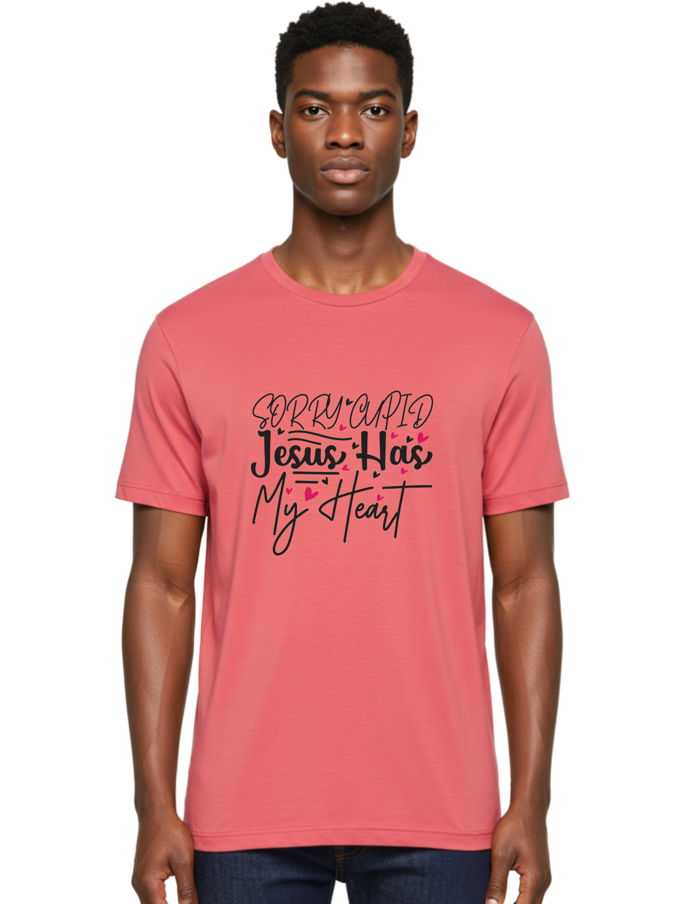 Sorry Cupid Jesus Has My Heart Men'S Graphic Tee, 100% Cotton, Comfortable Casual Summer Wear, Machine Washable, Valentine'S Day Quote, Christian Love, Jesus Has My Heart, Sorry Cupid, Inspirational Quotes, Faith-Based Design, Aae658 22