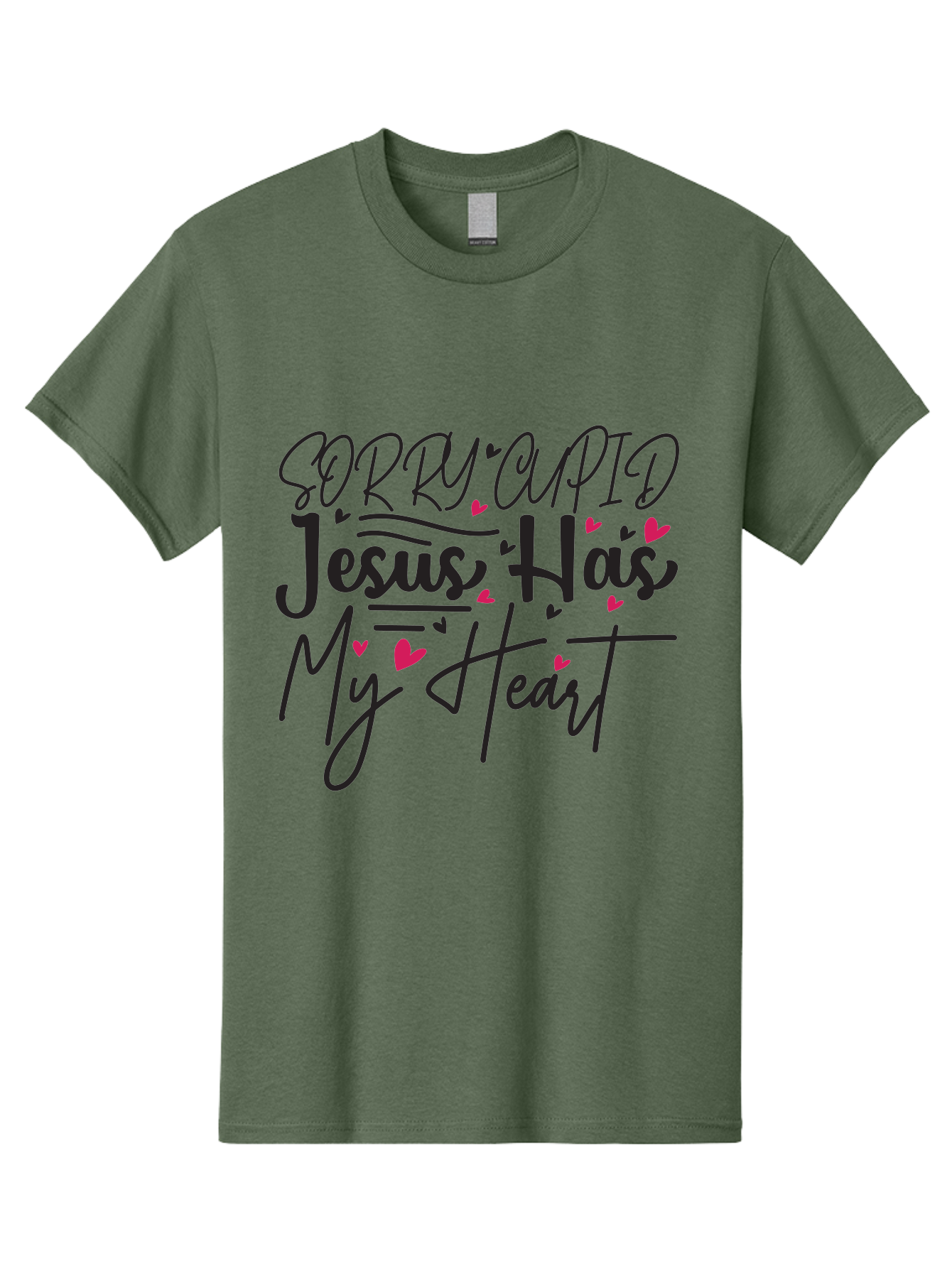 Sorry Cupid Jesus Has My Heart Men'S Graphic Tee, 100% Cotton, Comfortable Casual Summer Wear, Machine Washable, Valentine'S Day Quote, Christian Love, Jesus Has My Heart, Sorry Cupid, Inspirational Quotes, Faith-Based Design, Aae658