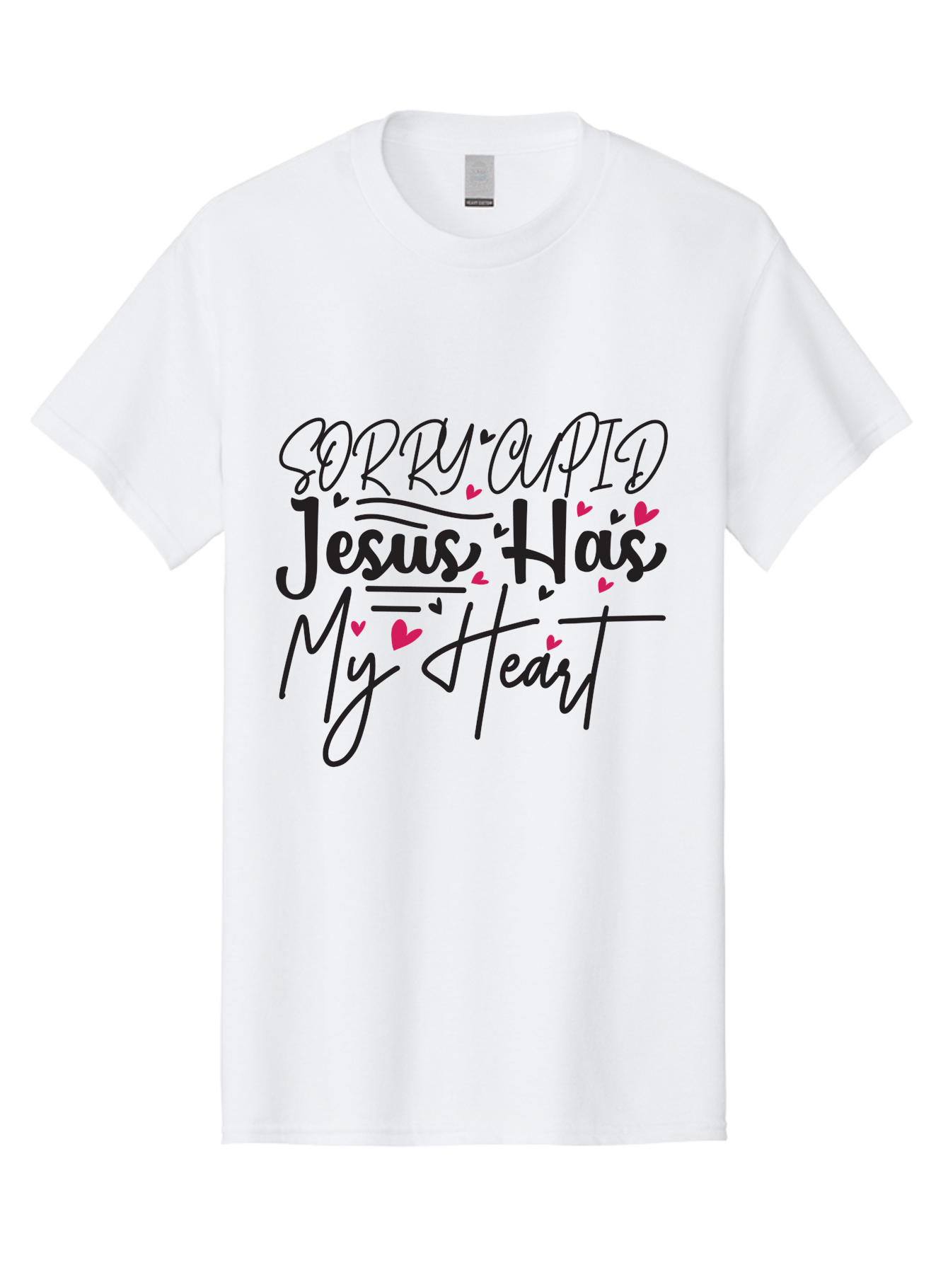 Sorry Cupid Jesus Has My Heart Men'S Graphic Tee, 100% Cotton, Comfortable Casual Summer Wear, Machine Washable, Valentine'S Day Quote, Christian Love, Jesus Has My Heart, Sorry Cupid, Inspirational Quotes, Faith-Based Design, Aae658 25