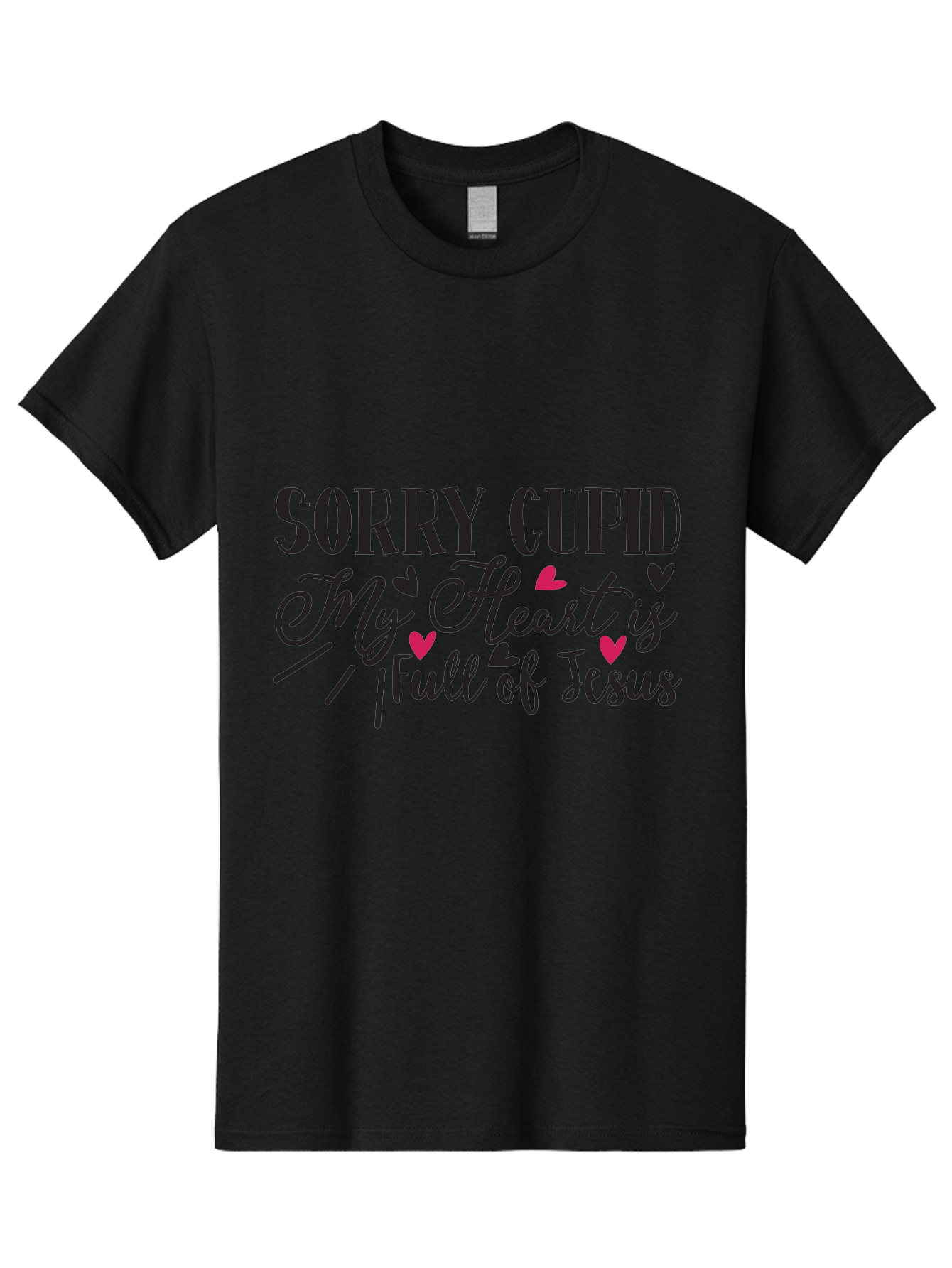 Sorry Cupid My Heart Is Full Of Jesus-01 Men'S Graphic Tee, 100% Cotton, Comfortable Casual Summer Wear, Machine Washable, Faith-Based Quote, Inspirational Sayings, Christian T-Shirt Design, Valentines Day Quote, Cupid Quote, Love Lettering, Aae659 21