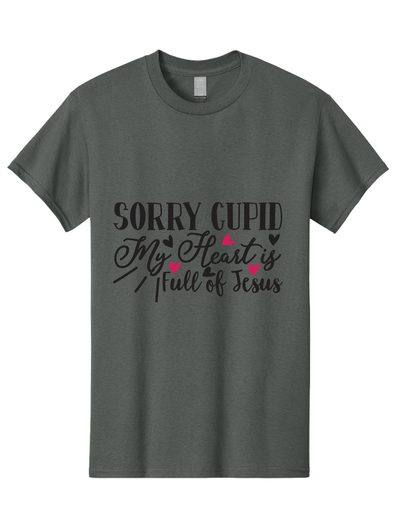 Sorry Cupid My Heart Is Full Of Jesus-01 Men'S Graphic Tee, 100% Cotton, Comfortable Casual Summer Wear, Machine Washable, Faith-Based Quote, Inspirational Sayings, Christian T-Shirt Design, Valentines Day Quote, Cupid Quote, Love Lettering, Aae659 9