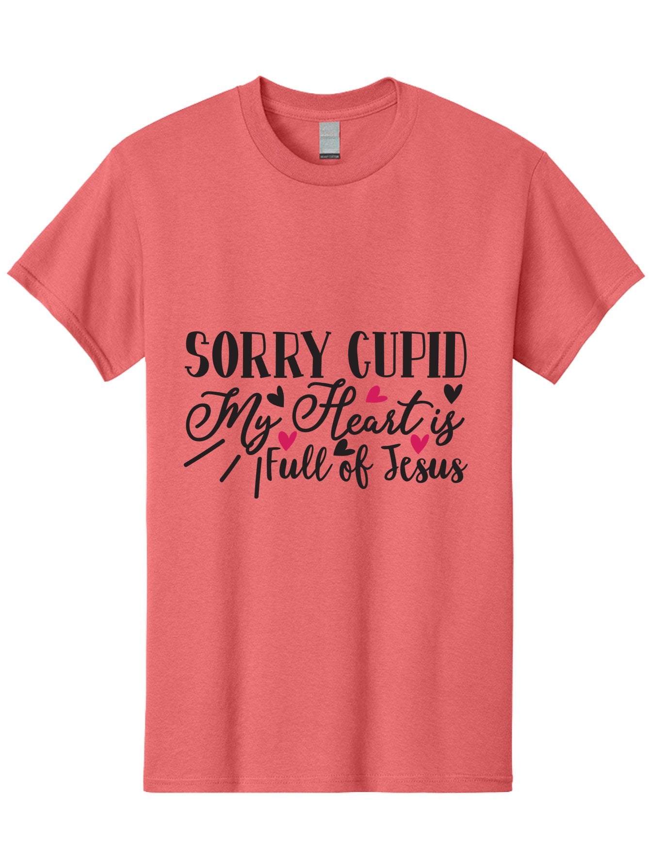Sorry Cupid My Heart Is Full Of Jesus-01 Men'S Graphic Tee, 100% Cotton, Comfortable Casual Summer Wear, Machine Washable, Faith-Based Quote, Inspirational Sayings, Christian T-Shirt Design, Valentines Day Quote, Cupid Quote, Love Lettering, Aae659 7