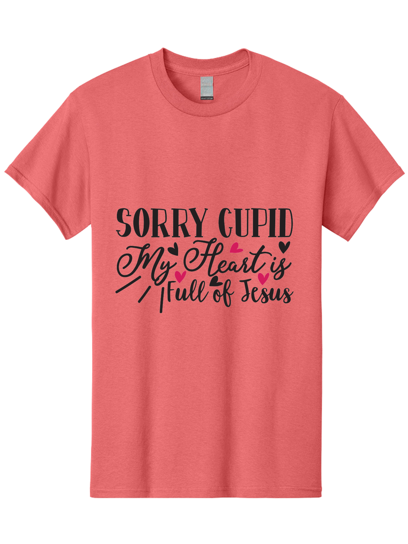 Sorry Cupid My Heart Is Full Of Jesus-01 Men'S Graphic Tee, 100% Cotton, Comfortable Casual Summer Wear, Machine Washable, Faith-Based Quote, Inspirational Sayings, Christian T-Shirt Design, Valentines Day Quote, Cupid Quote, Love Lettering, Aae659 5
