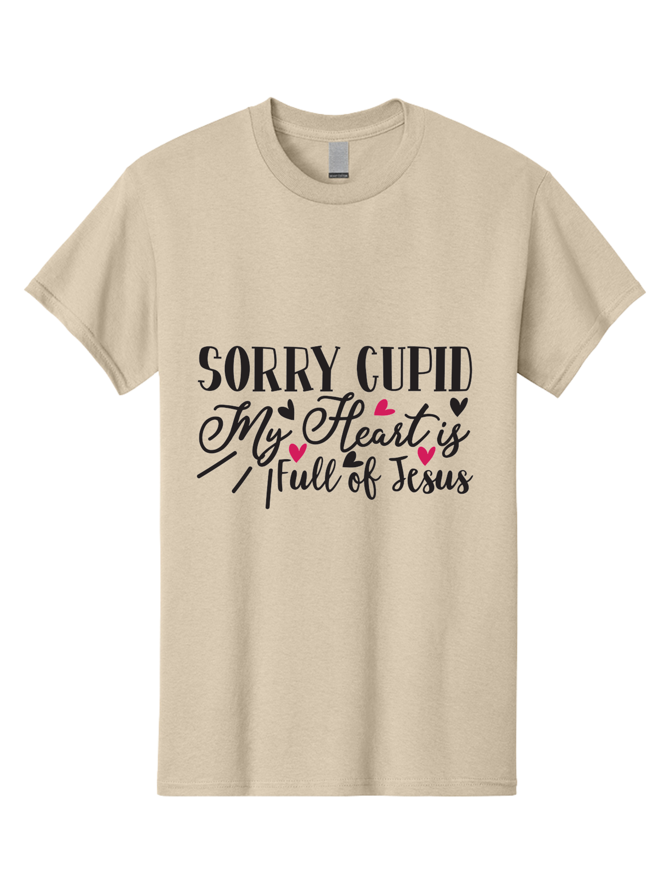 Sorry Cupid My Heart Is Full Of Jesus-01 Men'S Graphic Tee, 100% Cotton, Comfortable Casual Summer Wear, Machine Washable, Faith-Based Quote, Inspirational Sayings, Christian T-Shirt Design, Valentines Day Quote, Cupid Quote, Love Lettering, Aae659 15