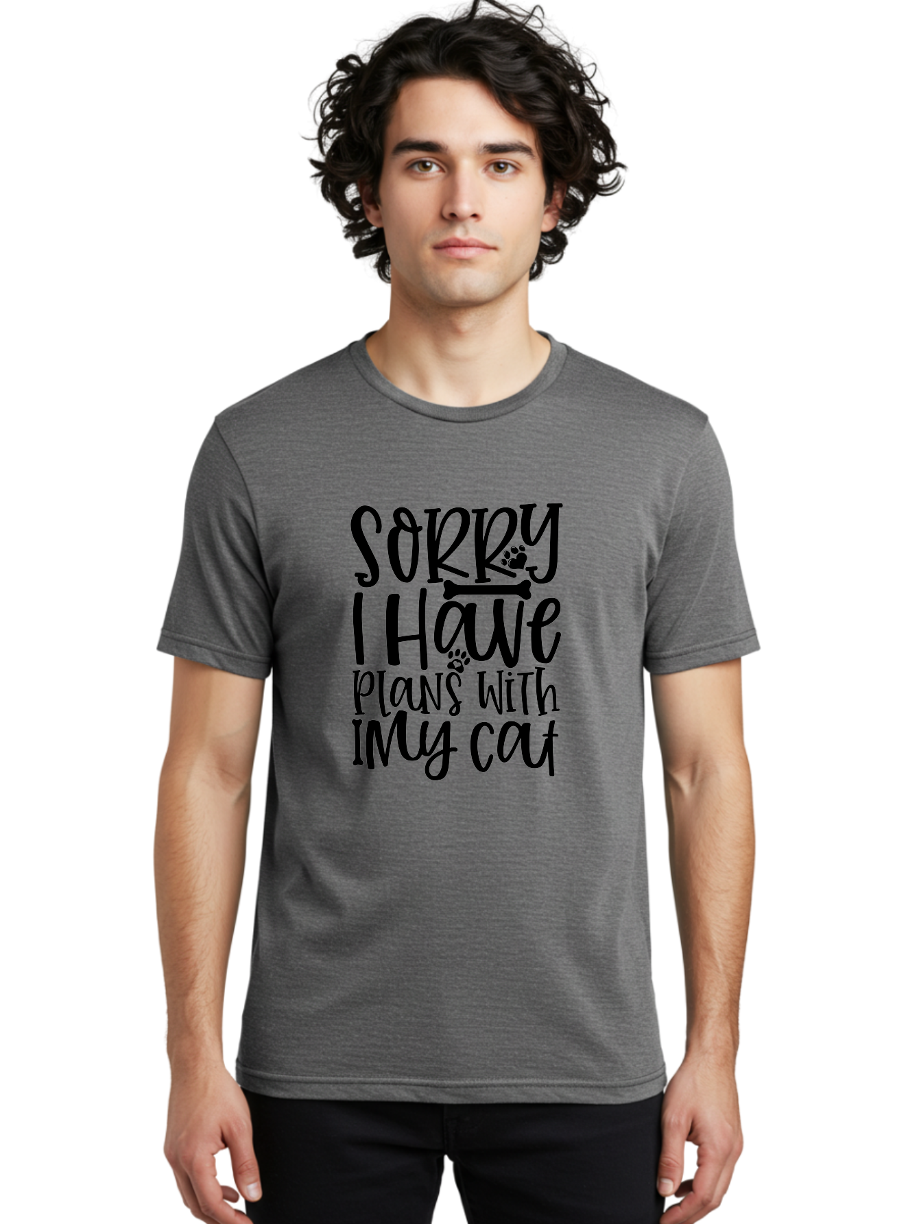 Sorry I Have Plans With My Cat Men'S Graphic Tee, 100% Cotton, Comfortable Casual Summer Wear, Machine Washable, Funny Cat Quote, Cat Lover Gift, Cat Mom Quote, Cat Dad Quote, Sorry I Have Plans With My Cat, Cat Humor, Pet Love Aae660 12