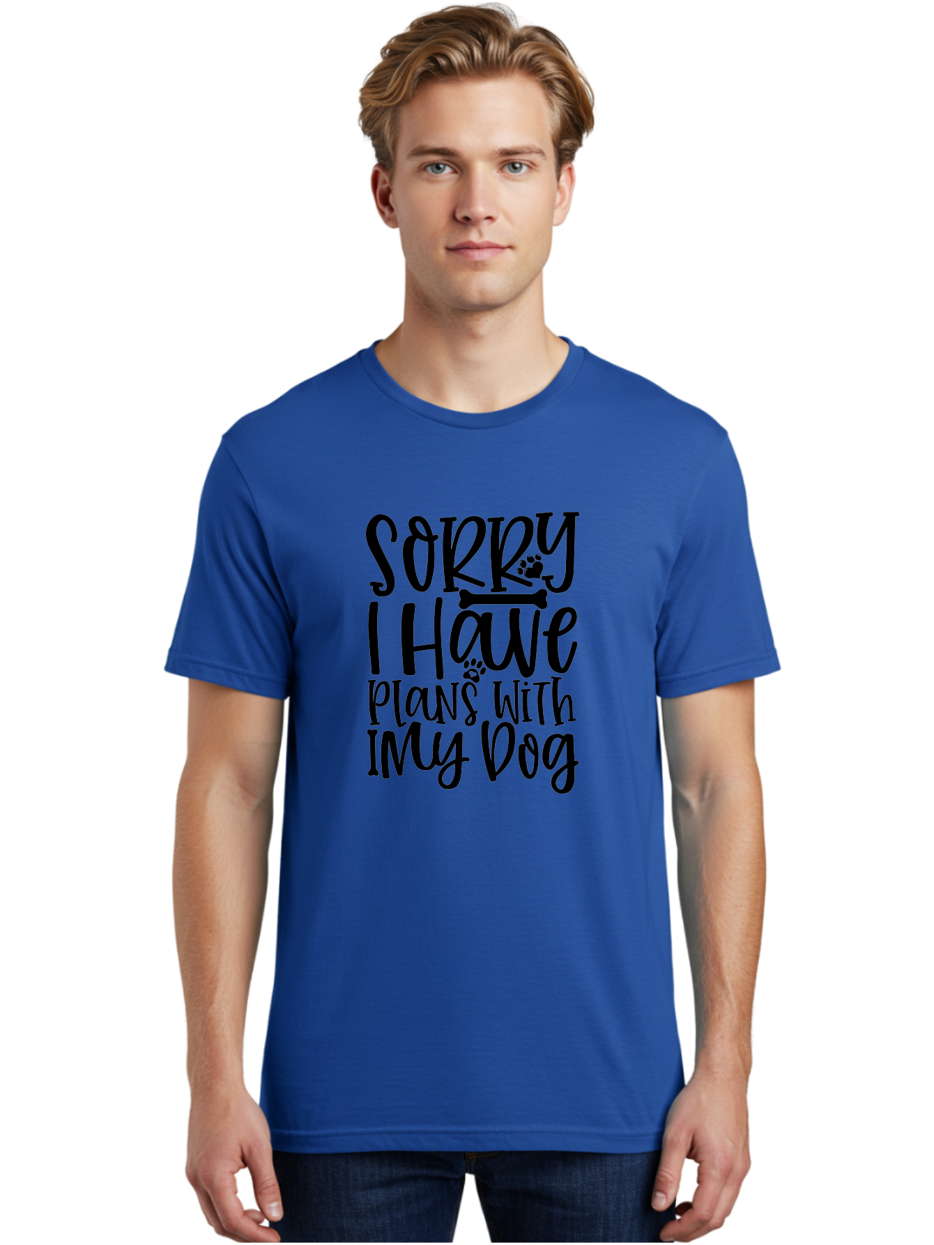 Sorry I Have Plans With My Dog Men'S Graphic Tee, 100% Cotton, Comfortable Casual Summer Wear, Machine Washable, Funny Dog Quote, Dog Lover Gift, Pet Humor, Dog Mom Quote, Dog Dad Gift, Dog Saying, Paw Print Design, Dog Bone Graphic Aae661 8