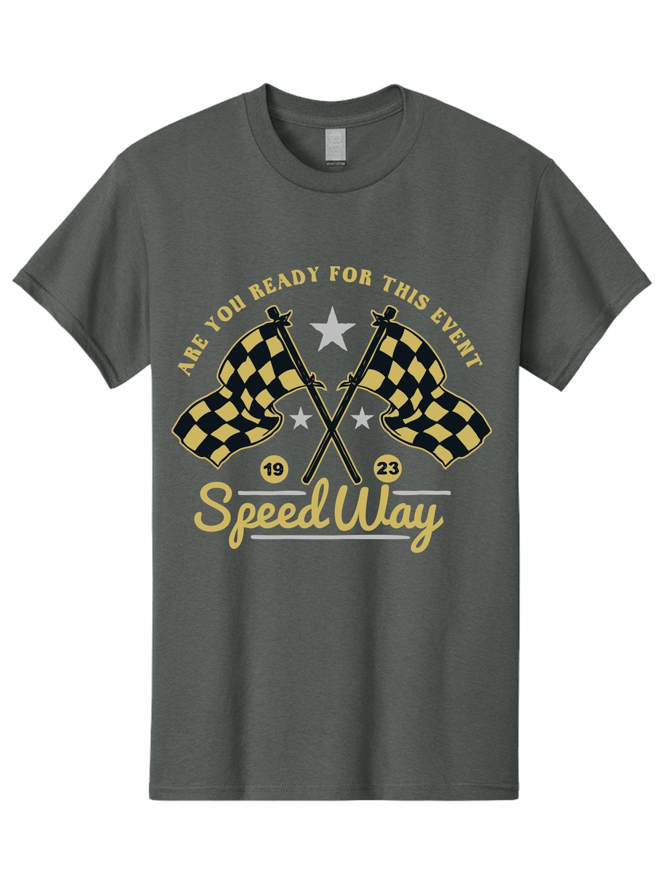 Speedway Men'S Graphic Tee, 100% Cotton, Comfortable Casual Summer Wear, Machine Washable, Racing Flags, Checkered Flags, Speedway Racing, Motorsports Event, Racing Numbers 19 And 23, Are You Ready For This Event, Racing Stars Aae664 11