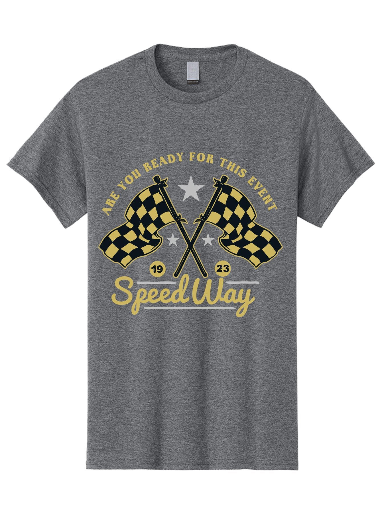 Speedway Men'S Graphic Tee, 100% Cotton, Comfortable Casual Summer Wear, Machine Washable, Racing Flags, Checkered Flags, Speedway Racing, Motorsports Event, Racing Numbers 19 And 23, Are You Ready For This Event, Racing Stars Aae664 8