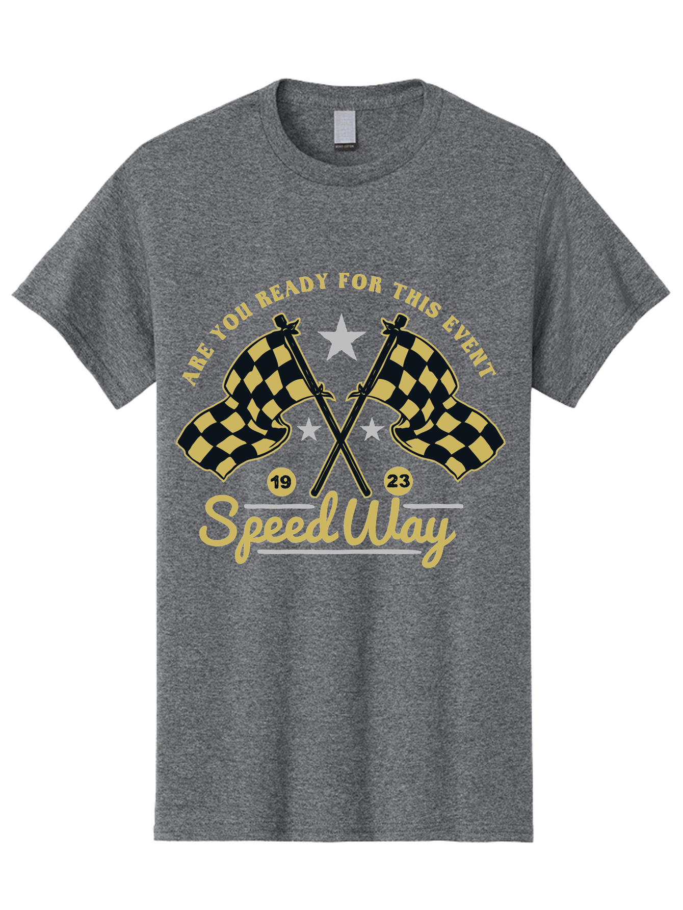 Speedway Men'S Graphic Tee, 100% Cotton, Comfortable Casual Summer Wear, Machine Washable, Racing Flags, Checkered Flags, Speedway Racing, Motorsports Event, Racing Numbers 19 And 23, Are You Ready For This Event, Racing Stars Aae664 19