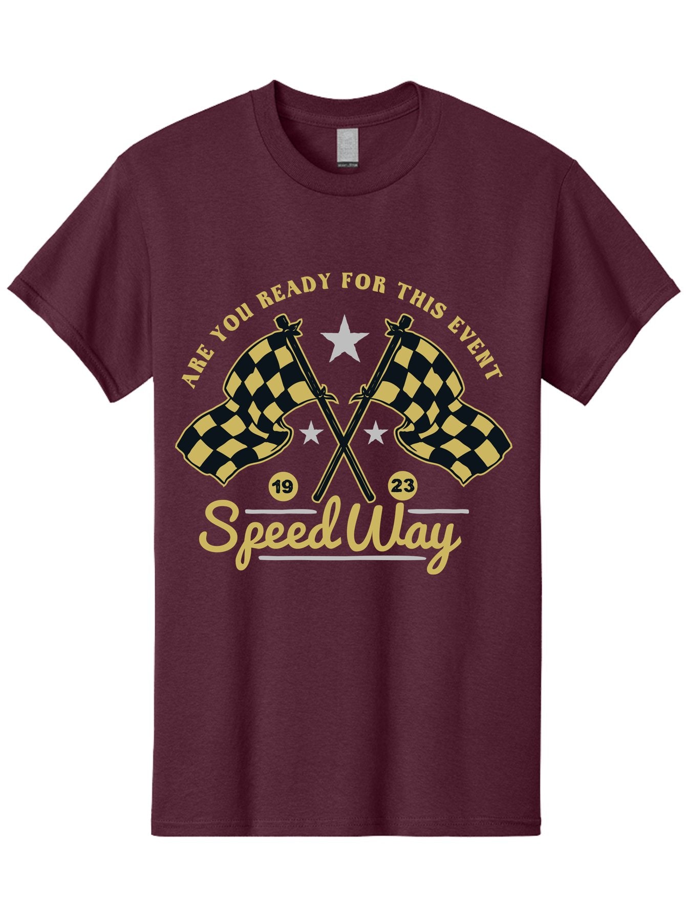 Speedway Men'S Graphic Tee, 100% Cotton, Comfortable Casual Summer Wear, Machine Washable, Racing Flags, Checkered Flags, Speedway Racing, Motorsports Event, Racing Numbers 19 And 23, Are You Ready For This Event, Racing Stars Aae664 13