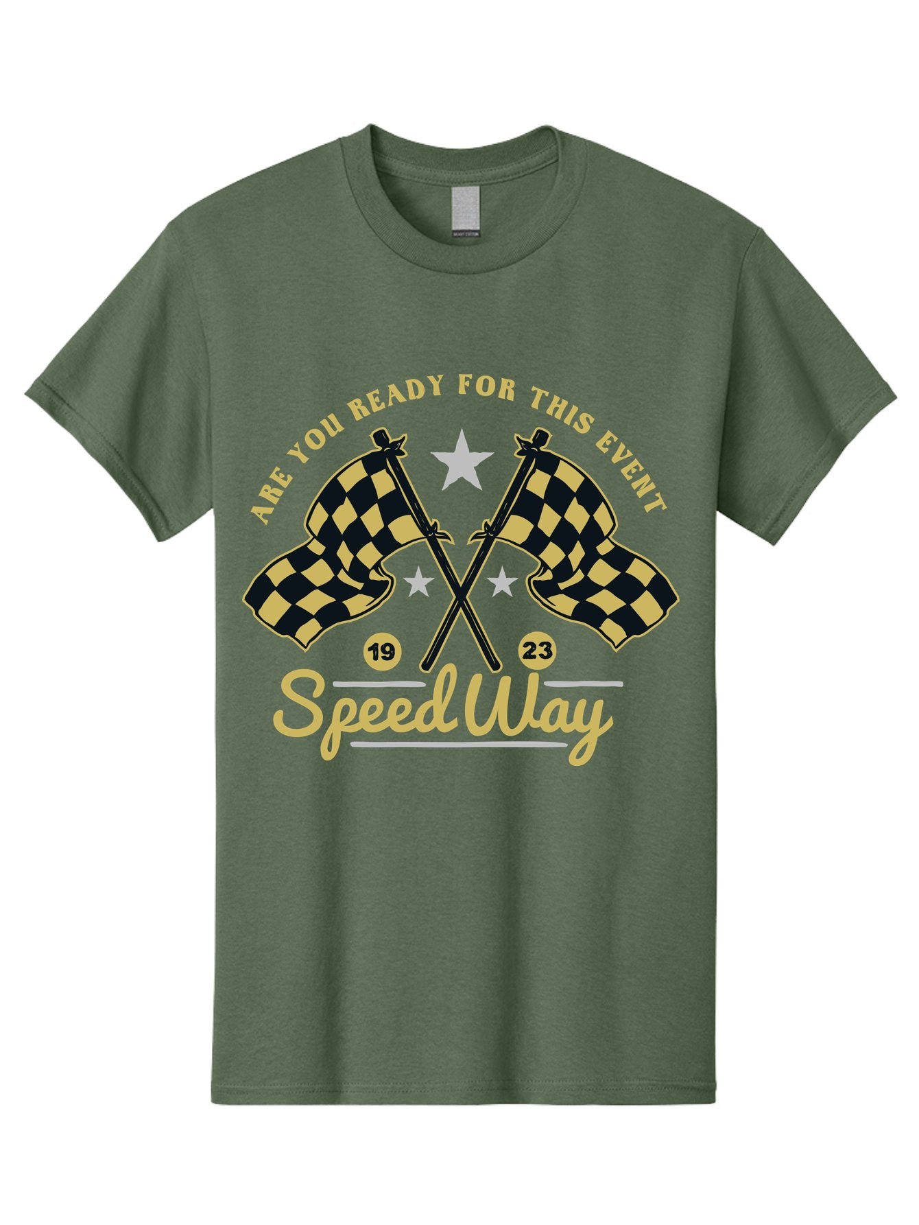 Speedway Men'S Graphic Tee, 100% Cotton, Comfortable Casual Summer Wear, Machine Washable, Racing Flags, Checkered Flags, Speedway Racing, Motorsports Event, Racing Numbers 19 And 23, Are You Ready For This Event, Racing Stars Aae664 10
