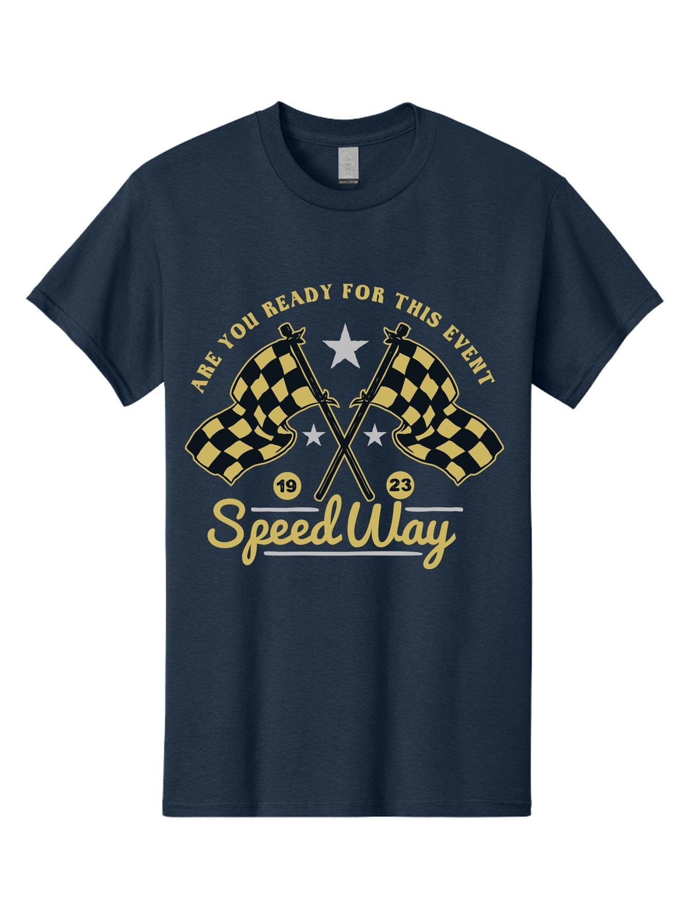 Speedway Men'S Graphic Tee, 100% Cotton, Comfortable Casual Summer Wear, Machine Washable, Racing Flags, Checkered Flags, Speedway Racing, Motorsports Event, Racing Numbers 19 And 23, Are You Ready For This Event, Racing Stars Aae664 3
