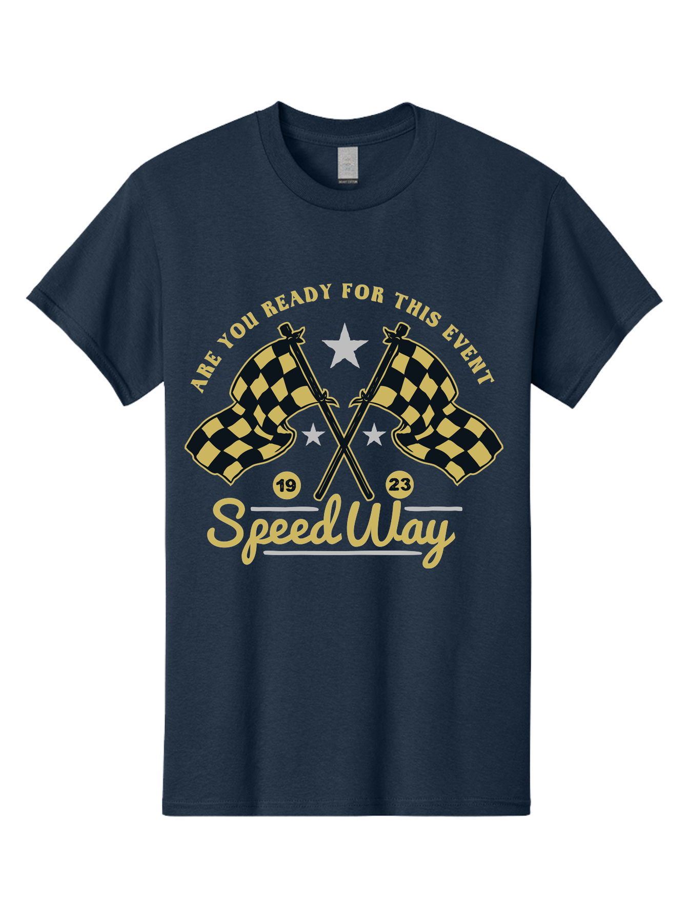 Speedway Men'S Graphic Tee, 100% Cotton, Comfortable Casual Summer Wear, Machine Washable, Racing Flags, Checkered Flags, Speedway Racing, Motorsports Event, Racing Numbers 19 And 23, Are You Ready For This Event, Racing Stars Aae664 15