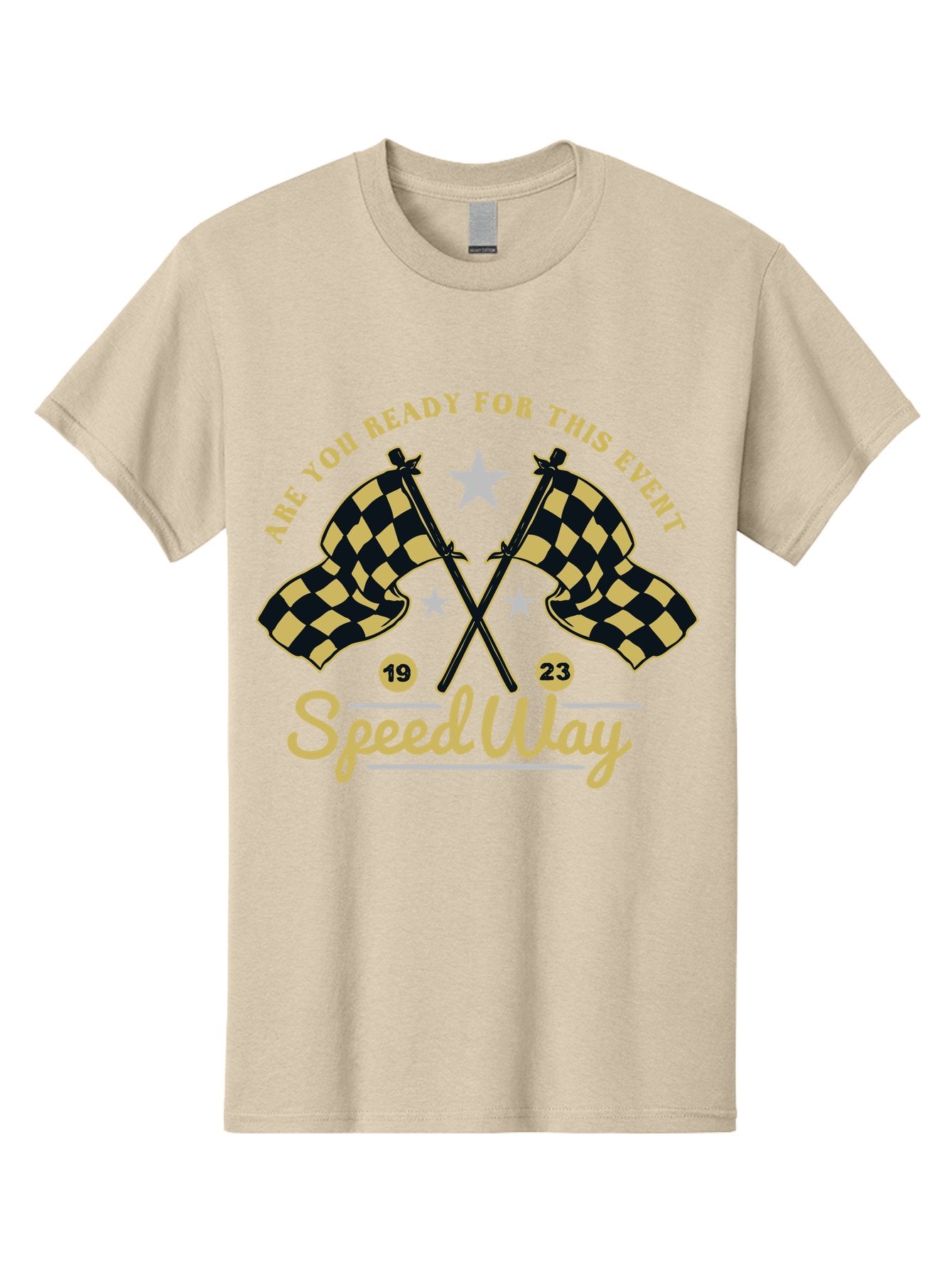 Speedway Men'S Graphic Tee, 100% Cotton, Comfortable Casual Summer Wear, Machine Washable, Racing Flags, Checkered Flags, Speedway Racing, Motorsports Event, Racing Numbers 19 And 23, Are You Ready For This Event, Racing Stars Aae664 6