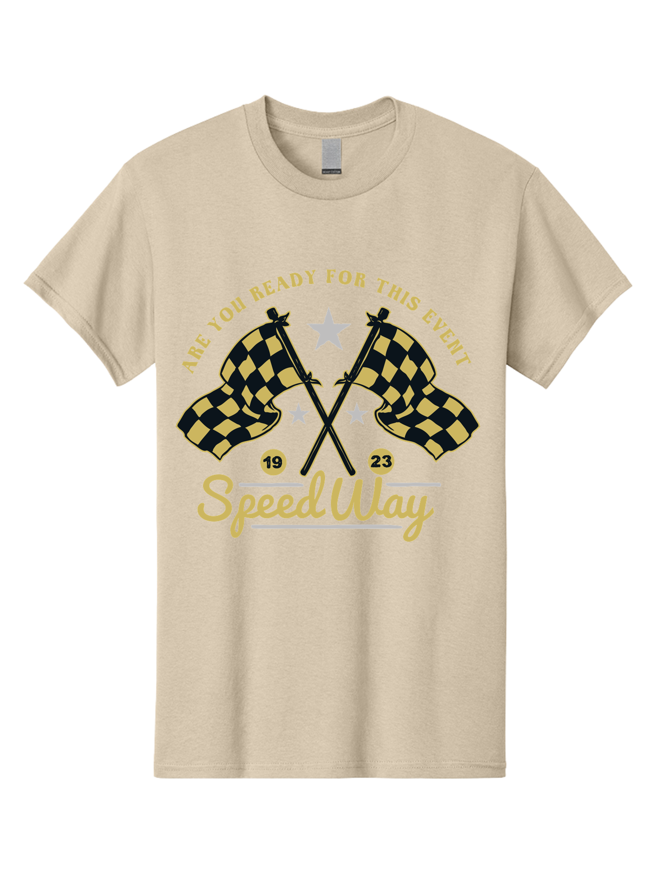 Speedway Men'S Graphic Tee, 100% Cotton, Comfortable Casual Summer Wear, Machine Washable, Racing Flags, Checkered Flags, Speedway Racing, Motorsports Event, Racing Numbers 19 And 23, Are You Ready For This Event, Racing Stars Aae664