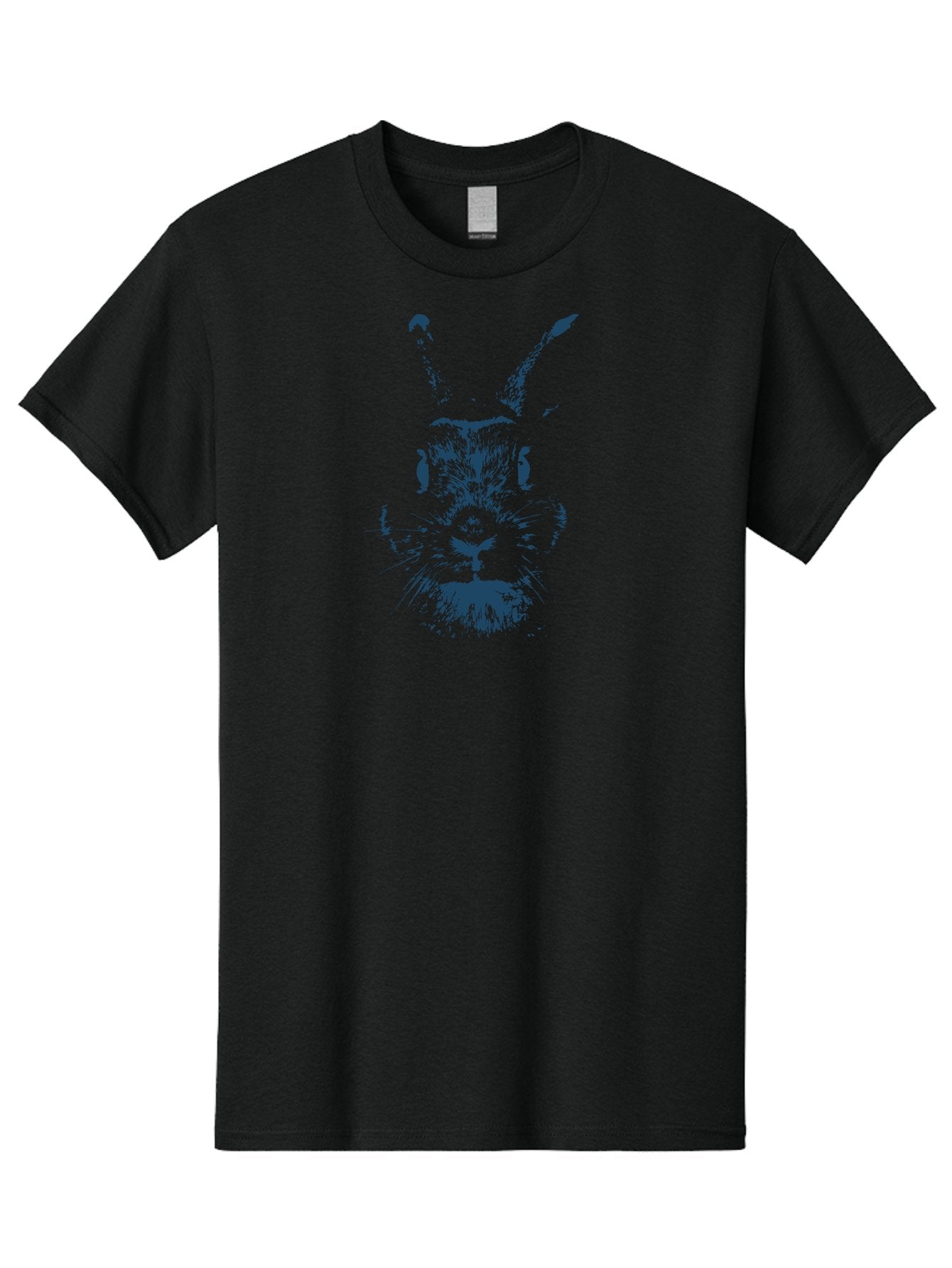 Staring Bunny Men'S Graphic Tee, 100% Cotton, Comfortable Casual Summer Wear, Machine Washable, Rabbit Face, Abstract Art, Surreal Design, Illustration, Creative Expression, Artistic Render, Dark Blue Ink, Unique Texture, Visual Puzzle Aae668 12