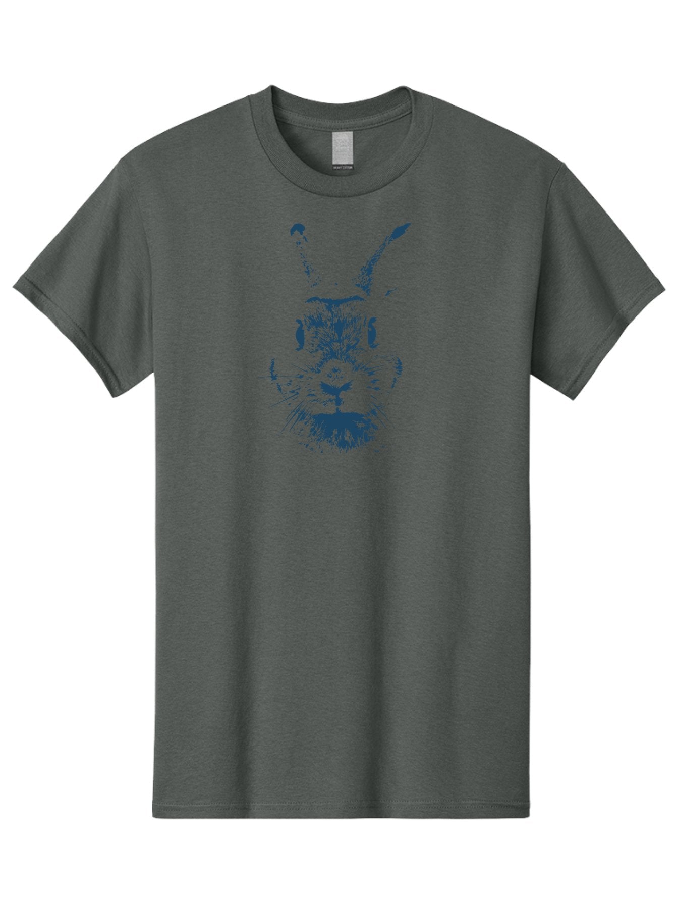 Staring Bunny Men'S Graphic Tee, 100% Cotton, Comfortable Casual Summer Wear, Machine Washable, Rabbit Face, Abstract Art, Surreal Design, Illustration, Creative Expression, Artistic Render, Dark Blue Ink, Unique Texture, Visual Puzzle Aae668 5