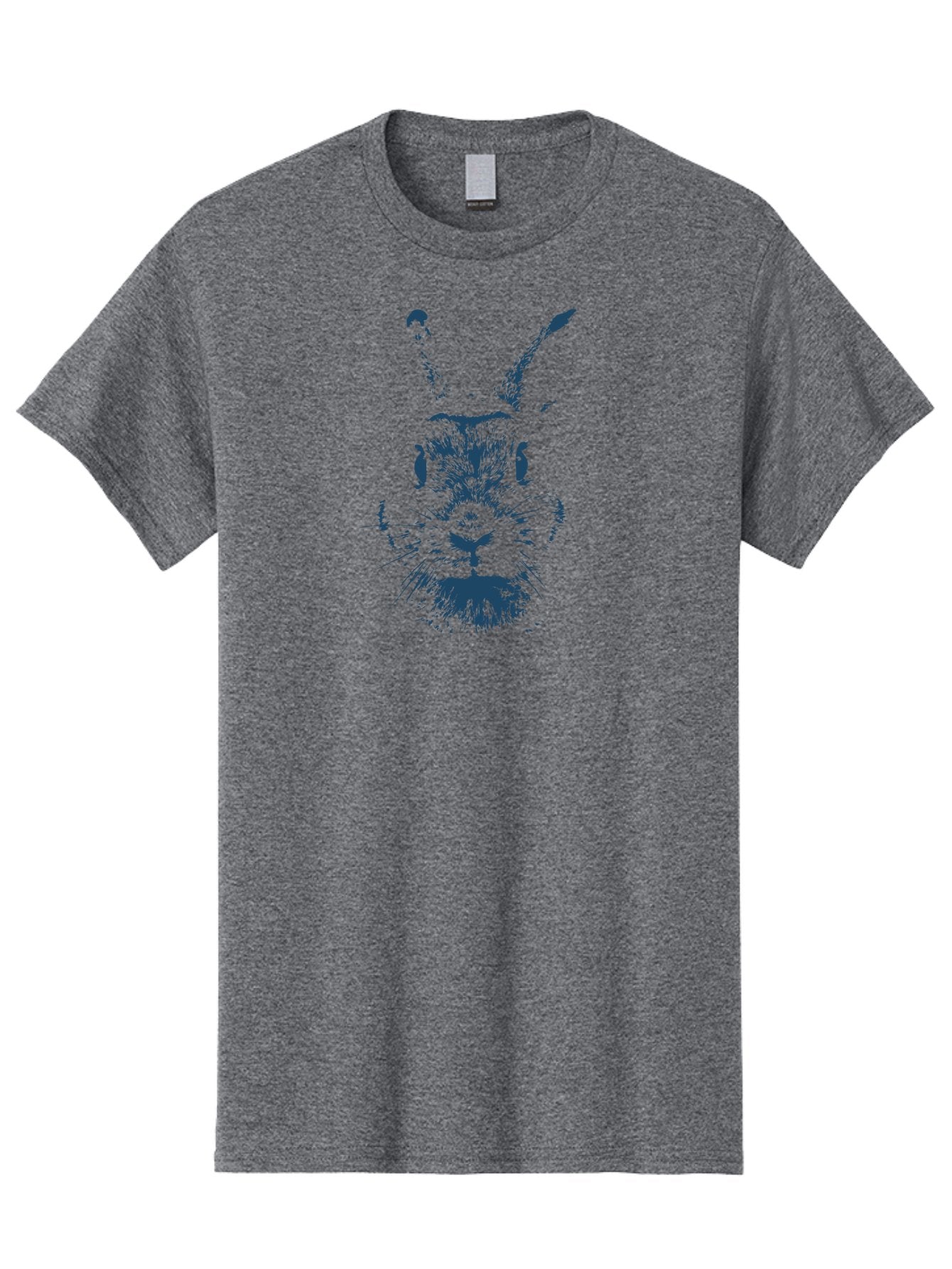 Staring Bunny Men'S Graphic Tee, 100% Cotton, Comfortable Casual Summer Wear, Machine Washable, Rabbit Face, Abstract Art, Surreal Design, Illustration, Creative Expression, Artistic Render, Dark Blue Ink, Unique Texture, Visual Puzzle Aae668 15
