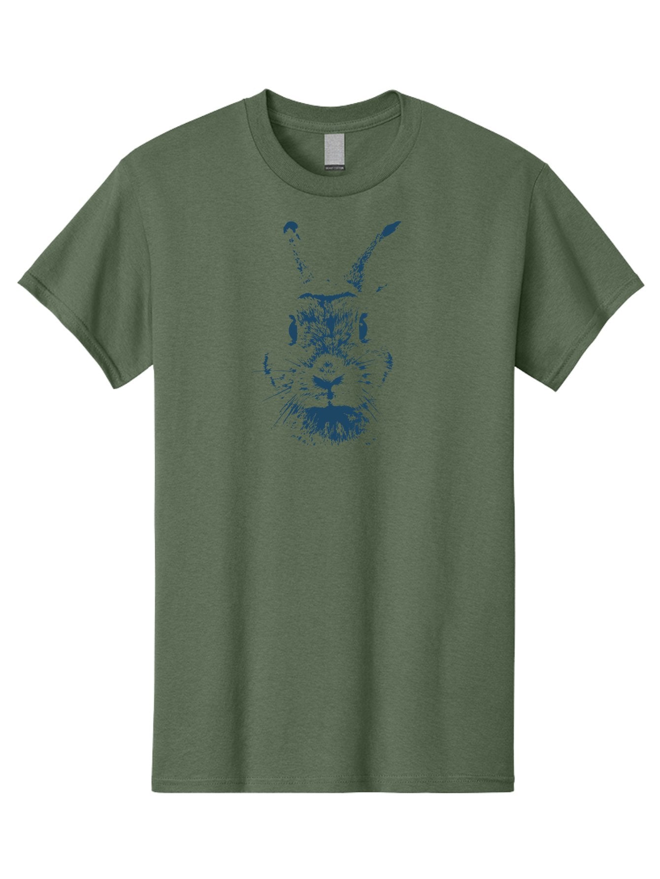 Staring Bunny Men'S Graphic Tee, 100% Cotton, Comfortable Casual Summer Wear, Machine Washable, Rabbit Face, Abstract Art, Surreal Design, Illustration, Creative Expression, Artistic Render, Dark Blue Ink, Unique Texture, Visual Puzzle Aae668 11