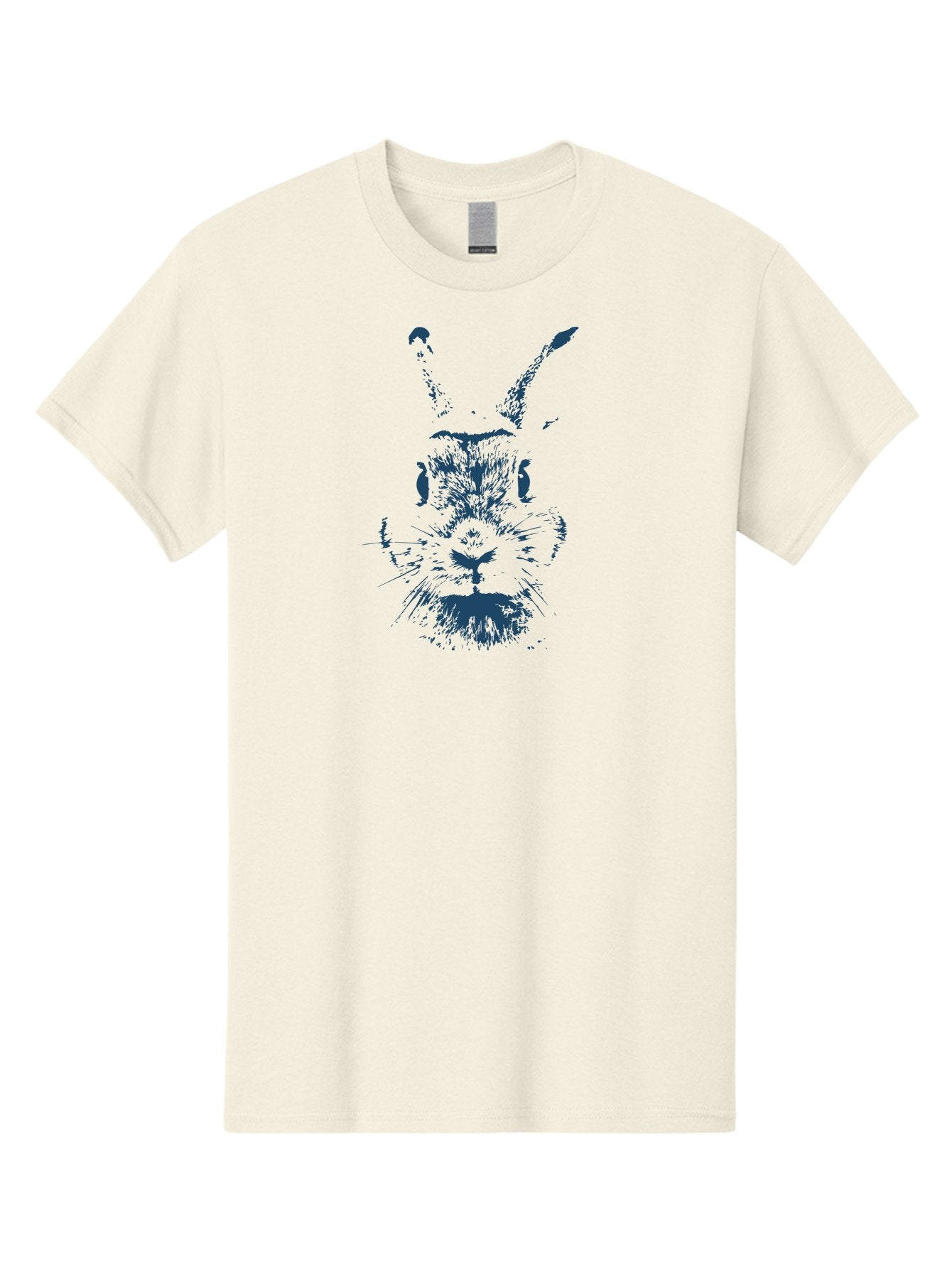 Staring Bunny Men'S Graphic Tee, 100% Cotton, Comfortable Casual Summer Wear, Machine Washable, Rabbit Face, Abstract Art, Surreal Design, Illustration, Creative Expression, Artistic Render, Dark Blue Ink, Unique Texture, Visual Puzzle Aae668 9