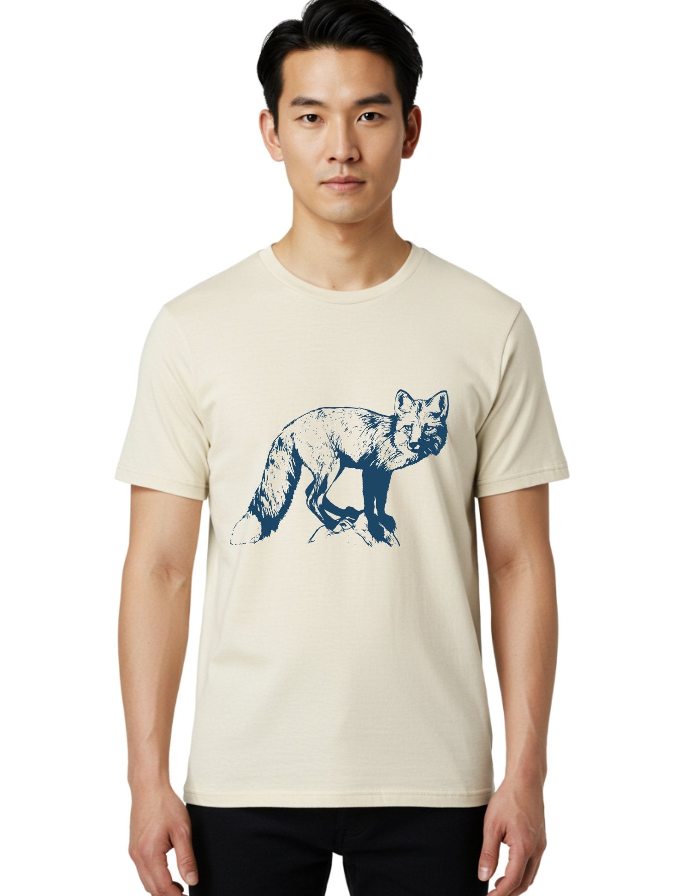 Stonewatch Fox 2 Men'S Graphic Tee, 100% Cotton, Comfortable Casual Summer Wear, Machine Washable, Fox, Wildlife, Animal Illustration, Sketch Art, Wild Animal, Mammal, Pen Drawing, Graphic Design Aae673 26