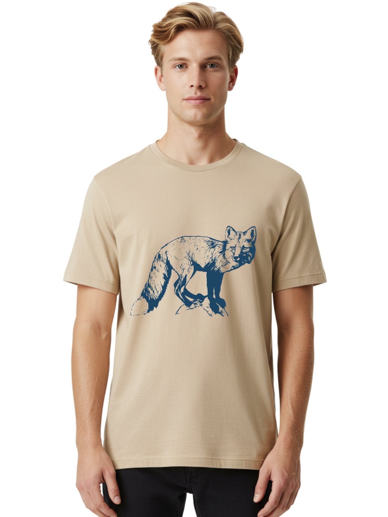 Stonewatch Fox 2 Men'S Graphic Tee, 100% Cotton, Comfortable Casual Summer Wear, Machine Washable, Fox, Wildlife, Animal Illustration, Sketch Art, Wild Animal, Mammal, Pen Drawing, Graphic Design Aae673 29